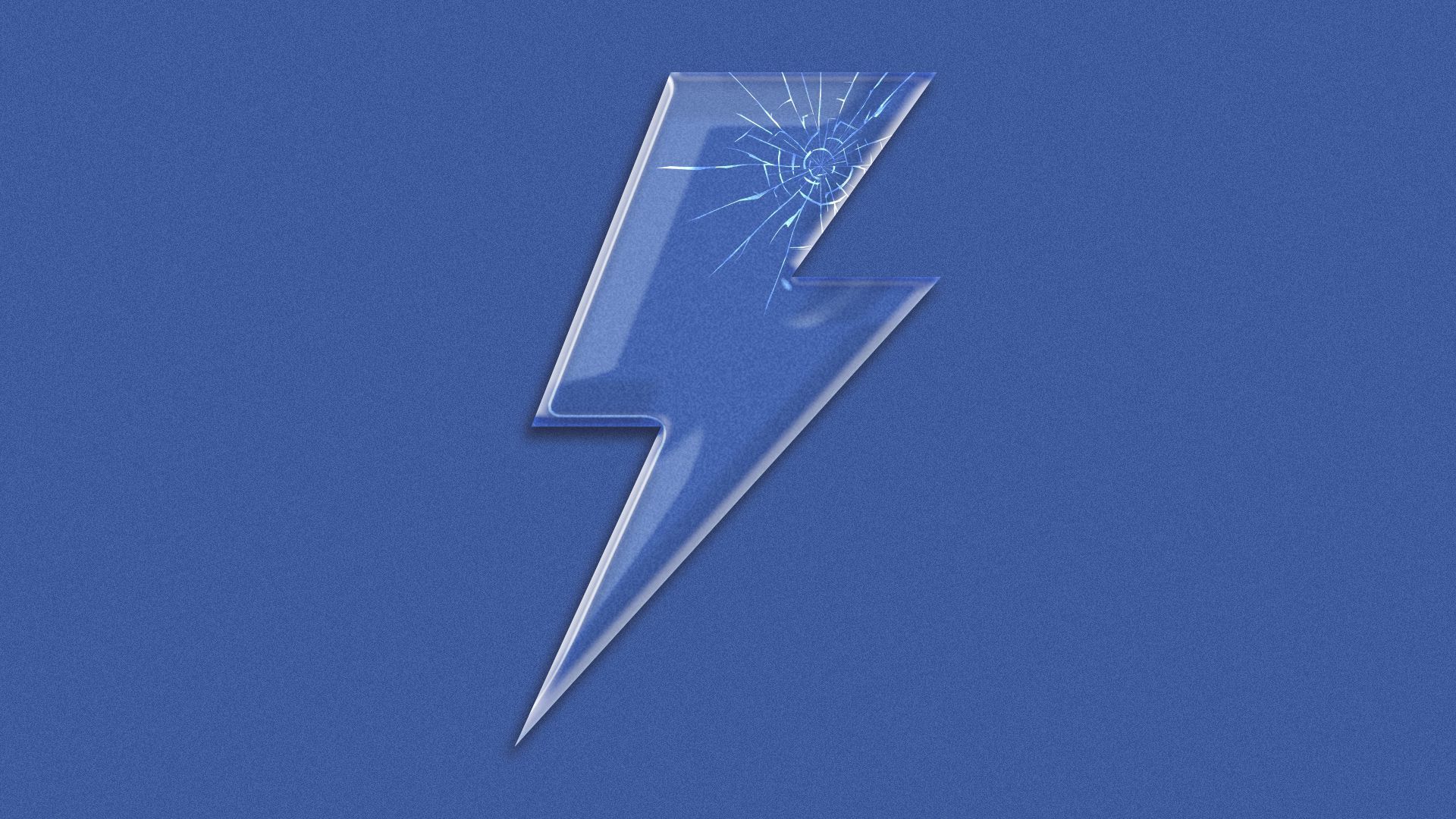 Illustration of a glass lightning bolt with cracks in it.