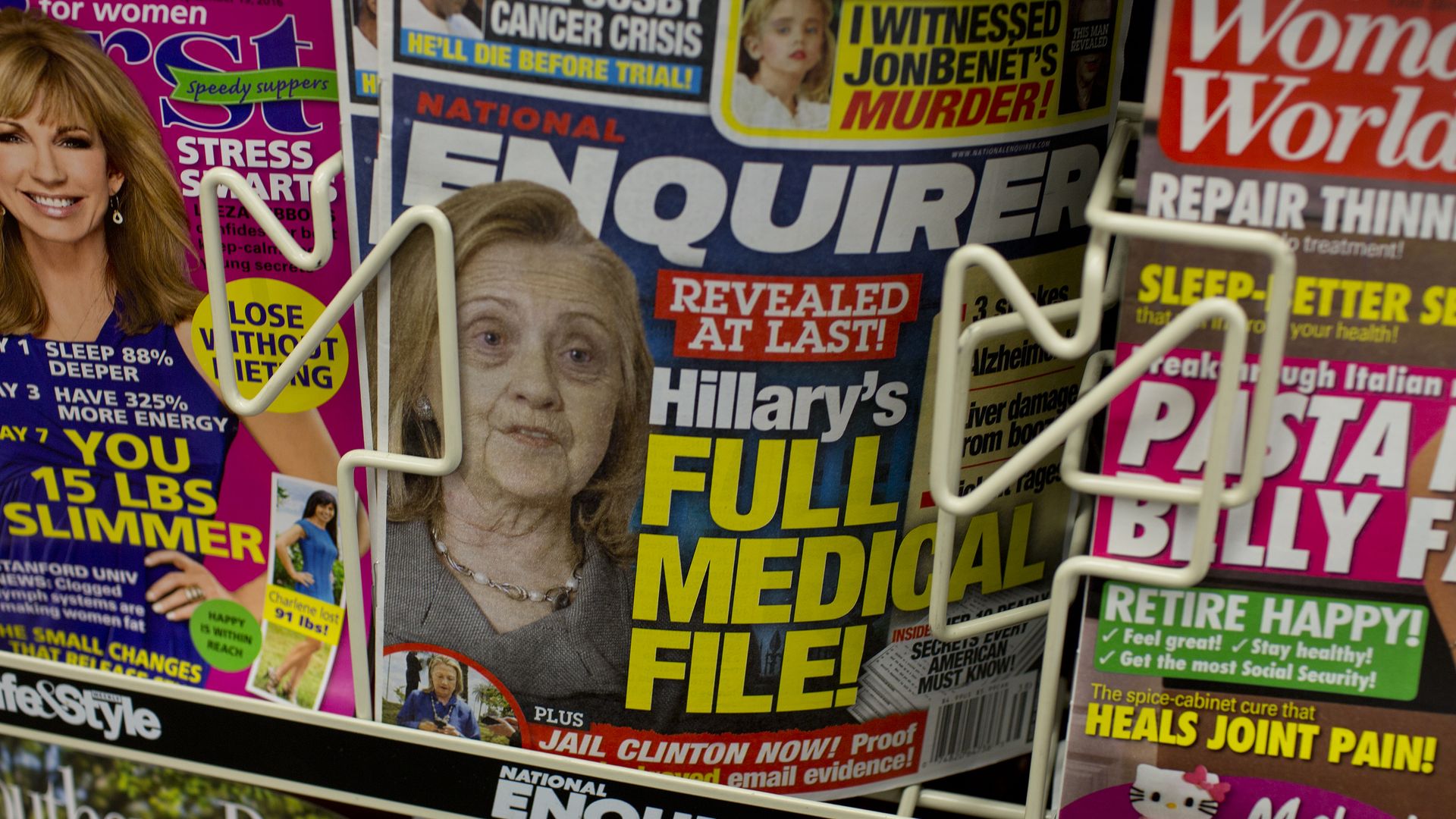 Cover of the National Enquirer reporting about Hillary Clinton's health