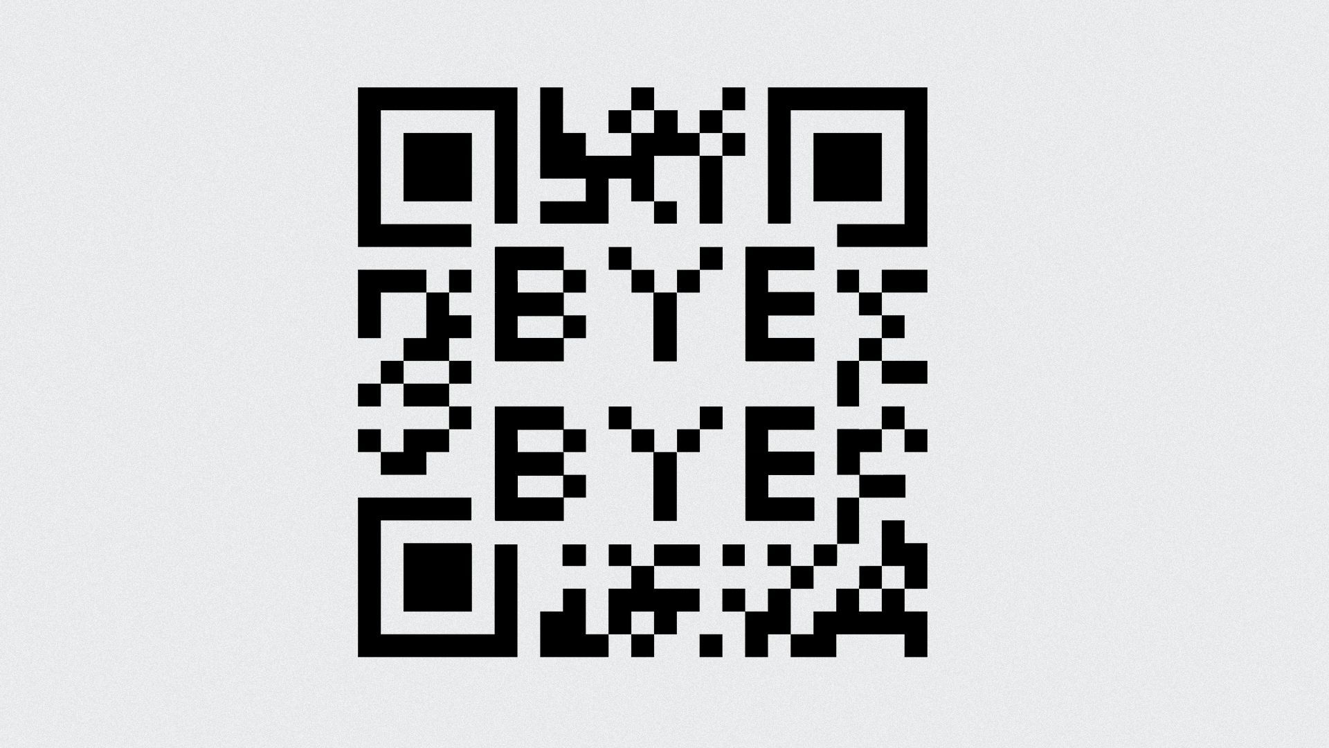 Illustration of a QR code with "Bye Bye" written inside.