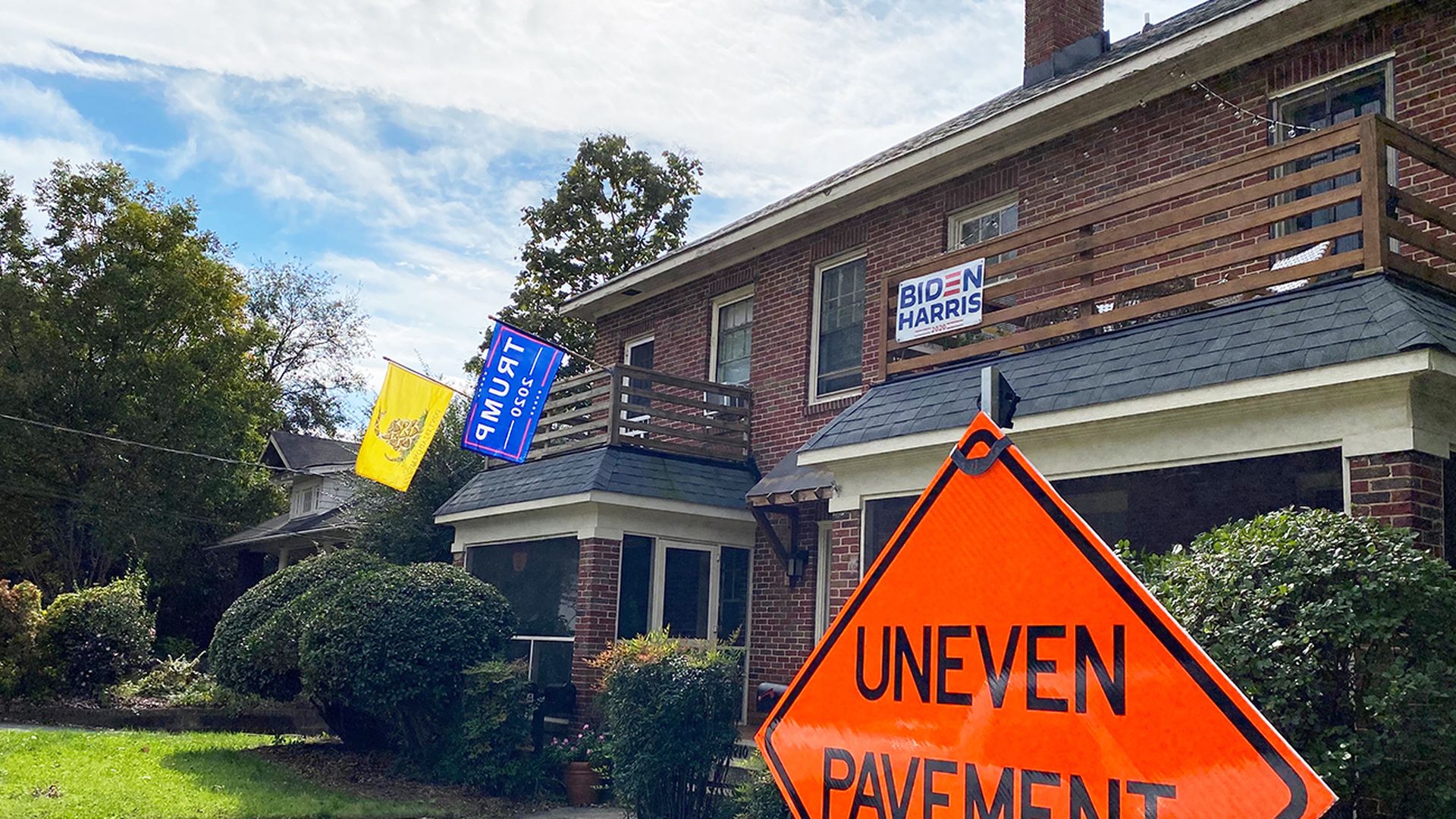 House in Elizabeth with Biden and Trump signs