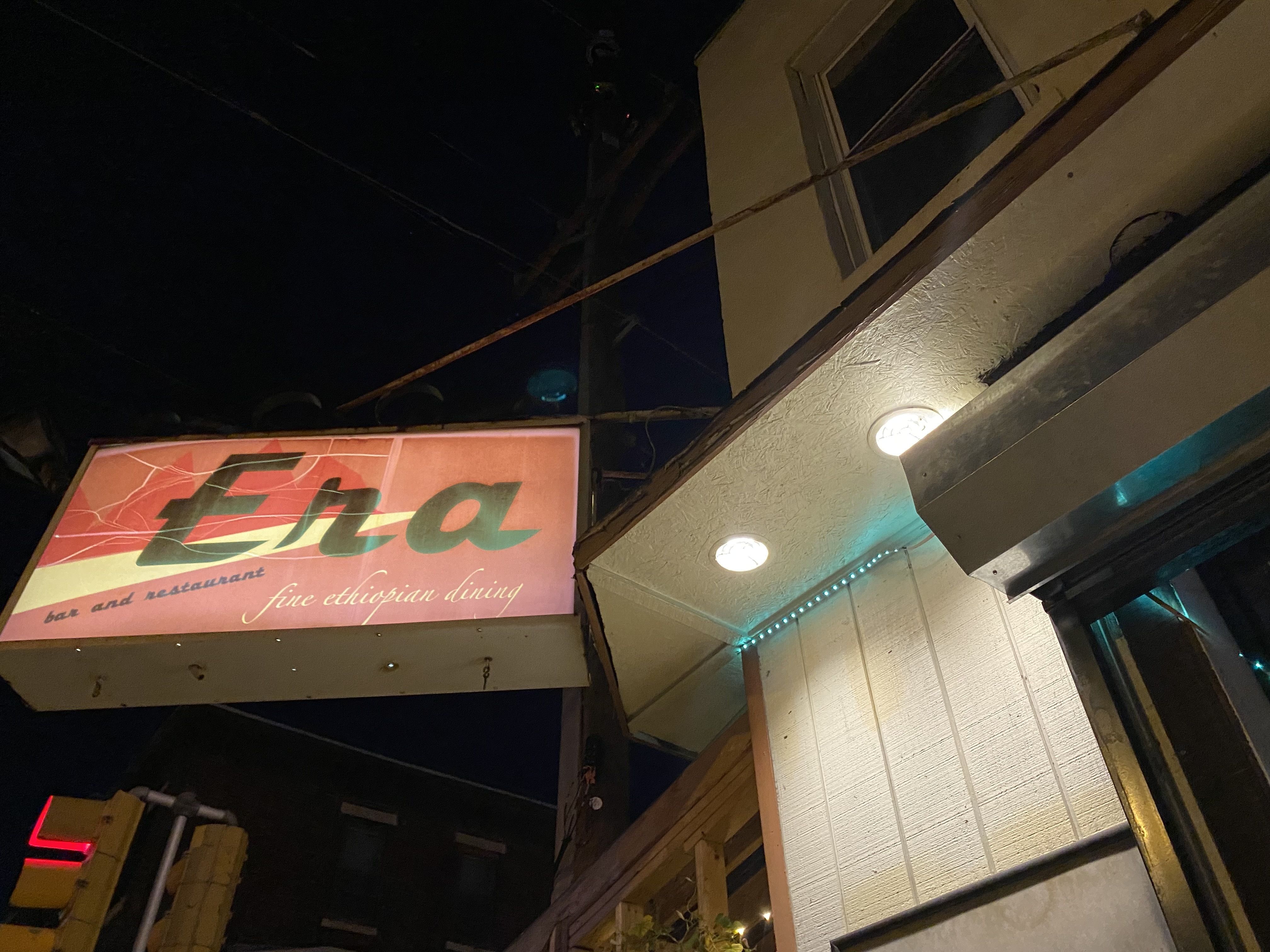 The corner storefront of Era Bar and Restaurant. Photo: Taylor Allen/Axios
