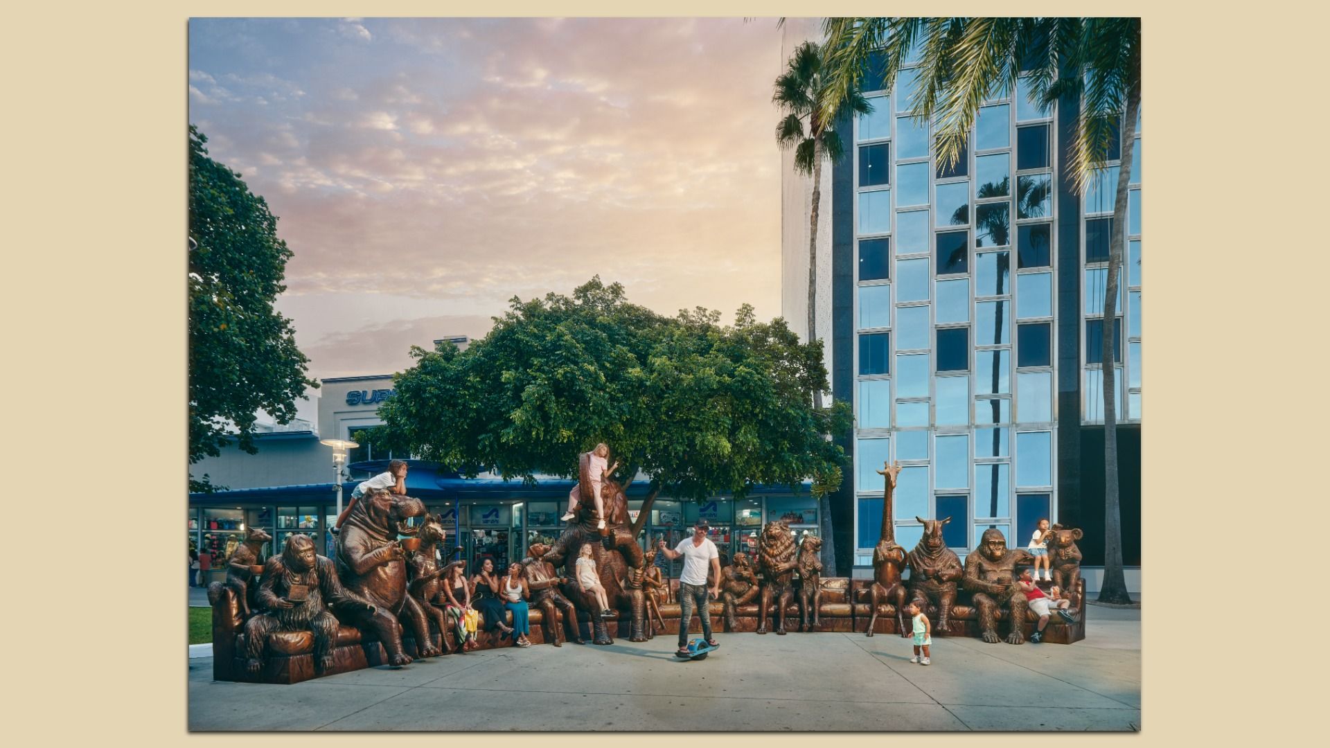 "The Wild Couch Party" sculpture on Lincoln Road