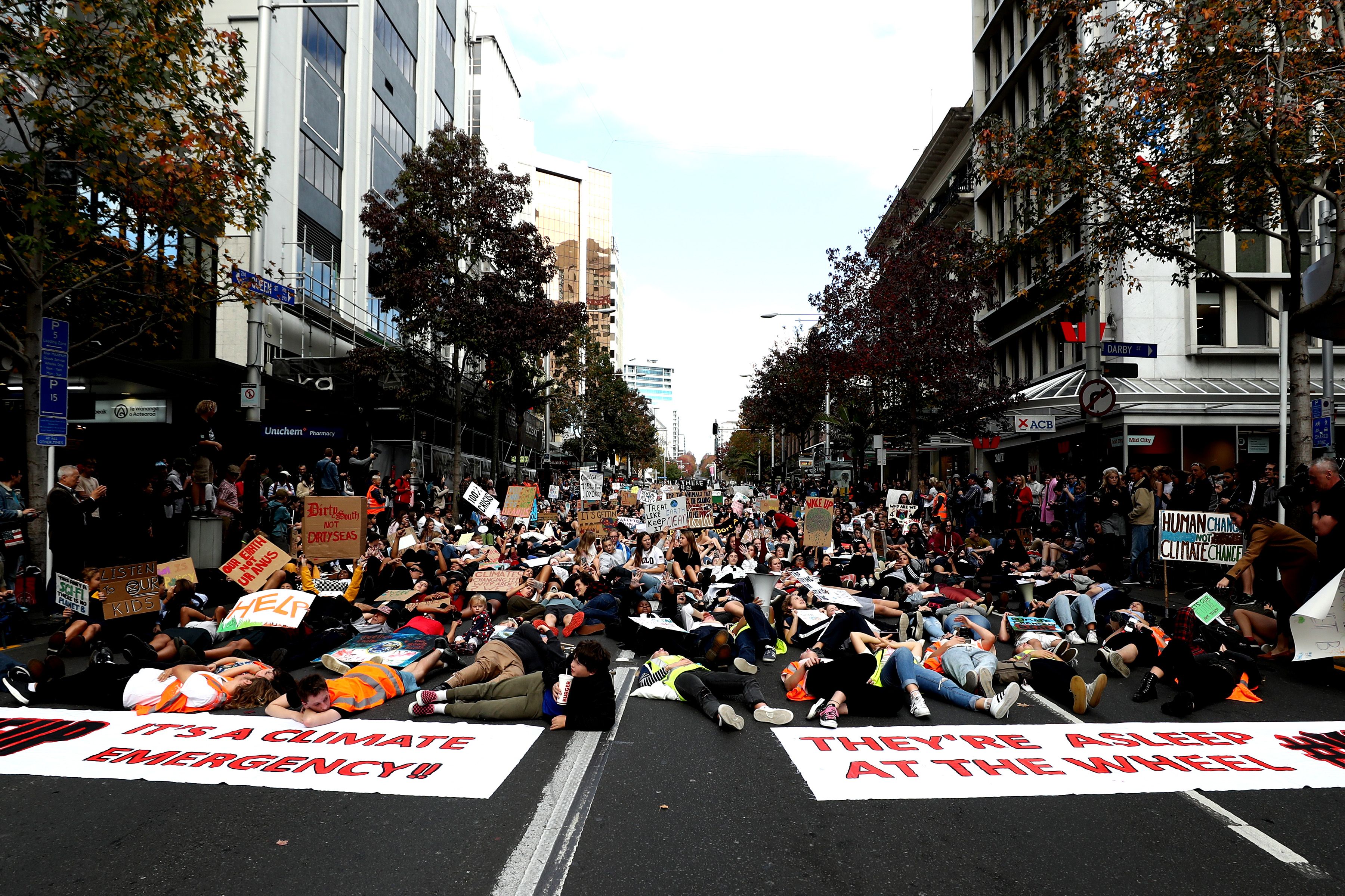 Protestors in Auckland