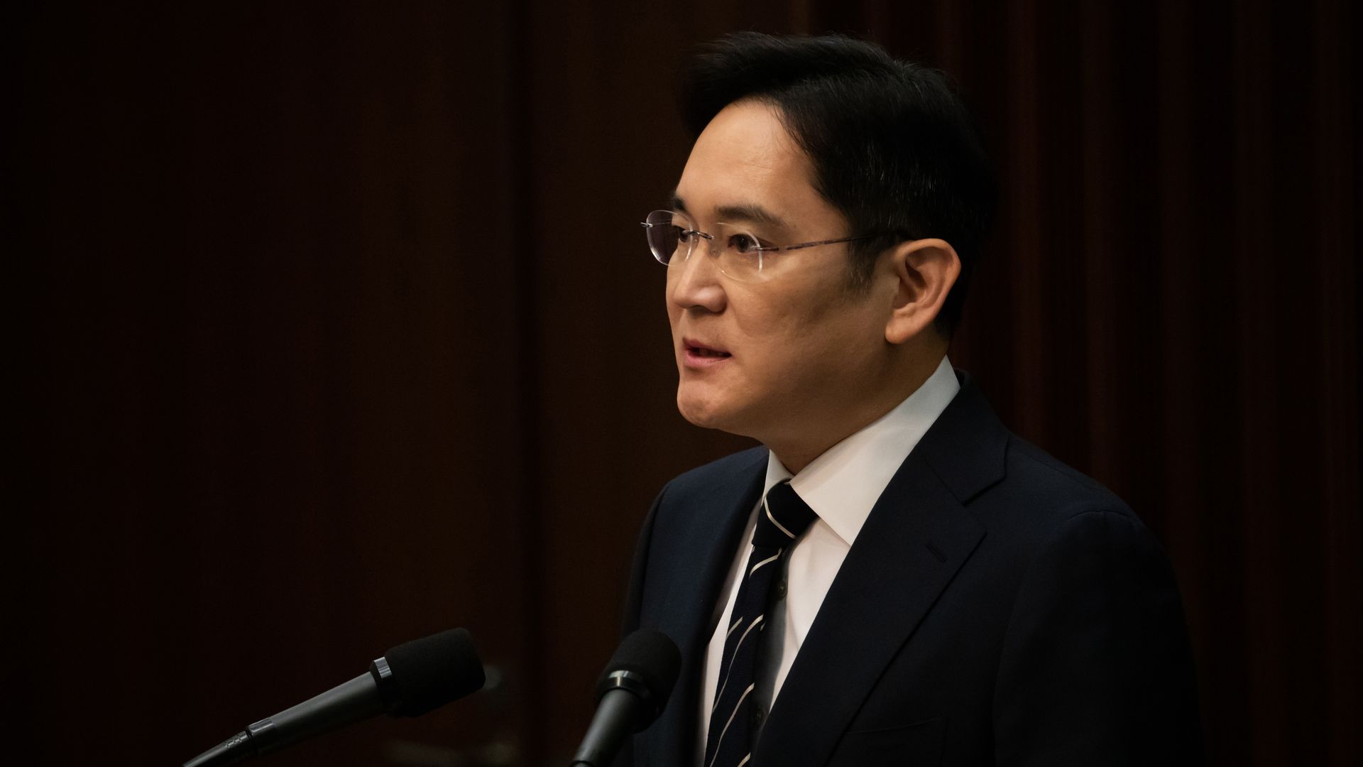 Jay Y. Lee, Vice Chairman of Samsung Electronics, holds a press conference at the company's headquarters in Seoul, South Korea, on May 6
