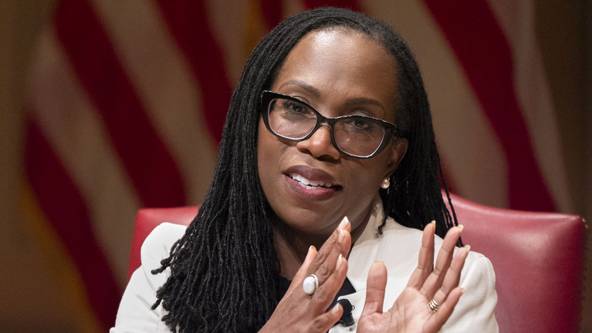  Supreme Court Justice Ketanji Brown Jackson speaks to the 2025 Supreme Court Fellows Program, on February 13 at the Library of Congress in Washington, D.C. 