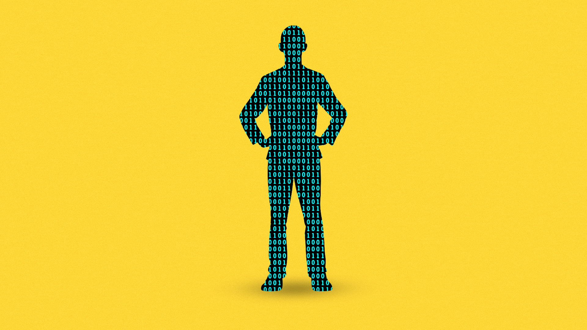 Illustration of binary code as a human silhouette.