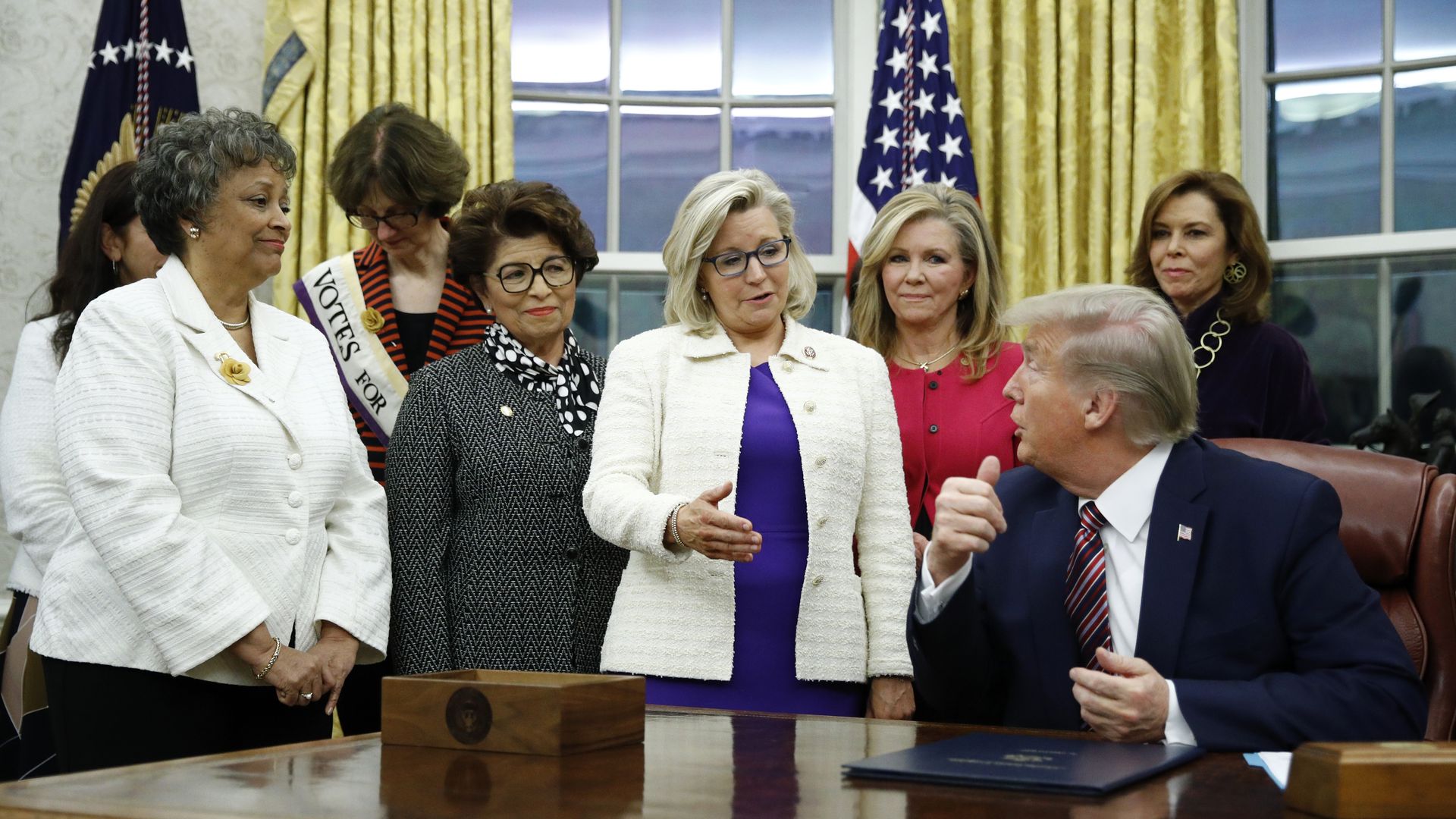 Liz Cheney with other women lawmakers in Trump's office