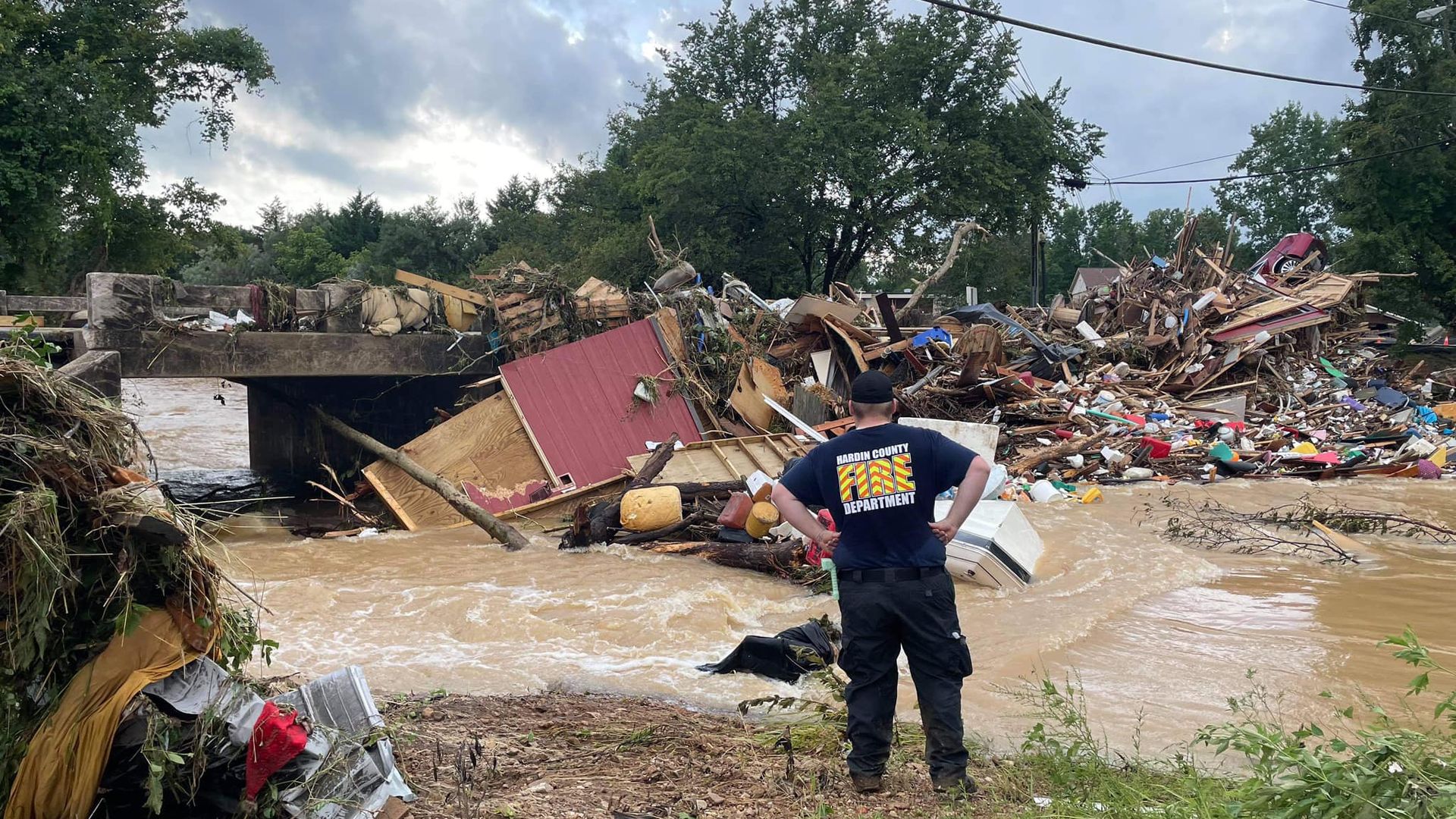 A scene of the devastation from the flooding in Hardin County, Tenn.