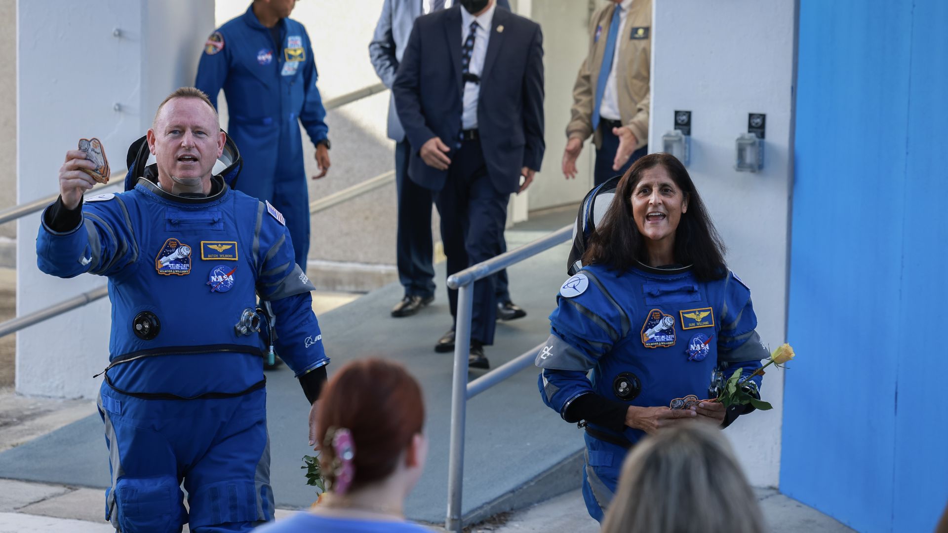 NASA astronauts Butch Wilmore and Suni Williams on June 05, 2024 in Cape Canaveral, Florida.