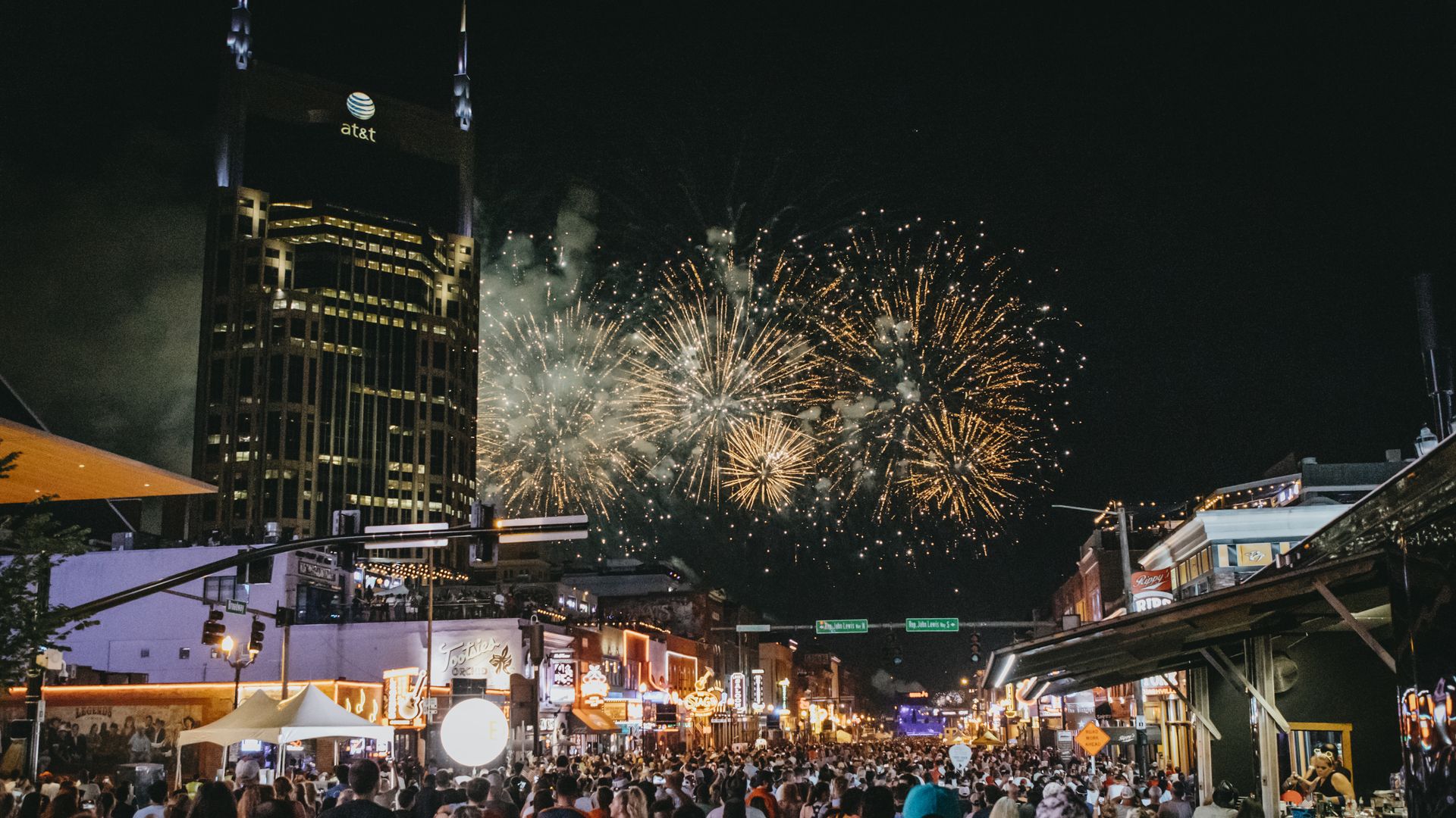 A crowd watching the fireworks in Nashville last year