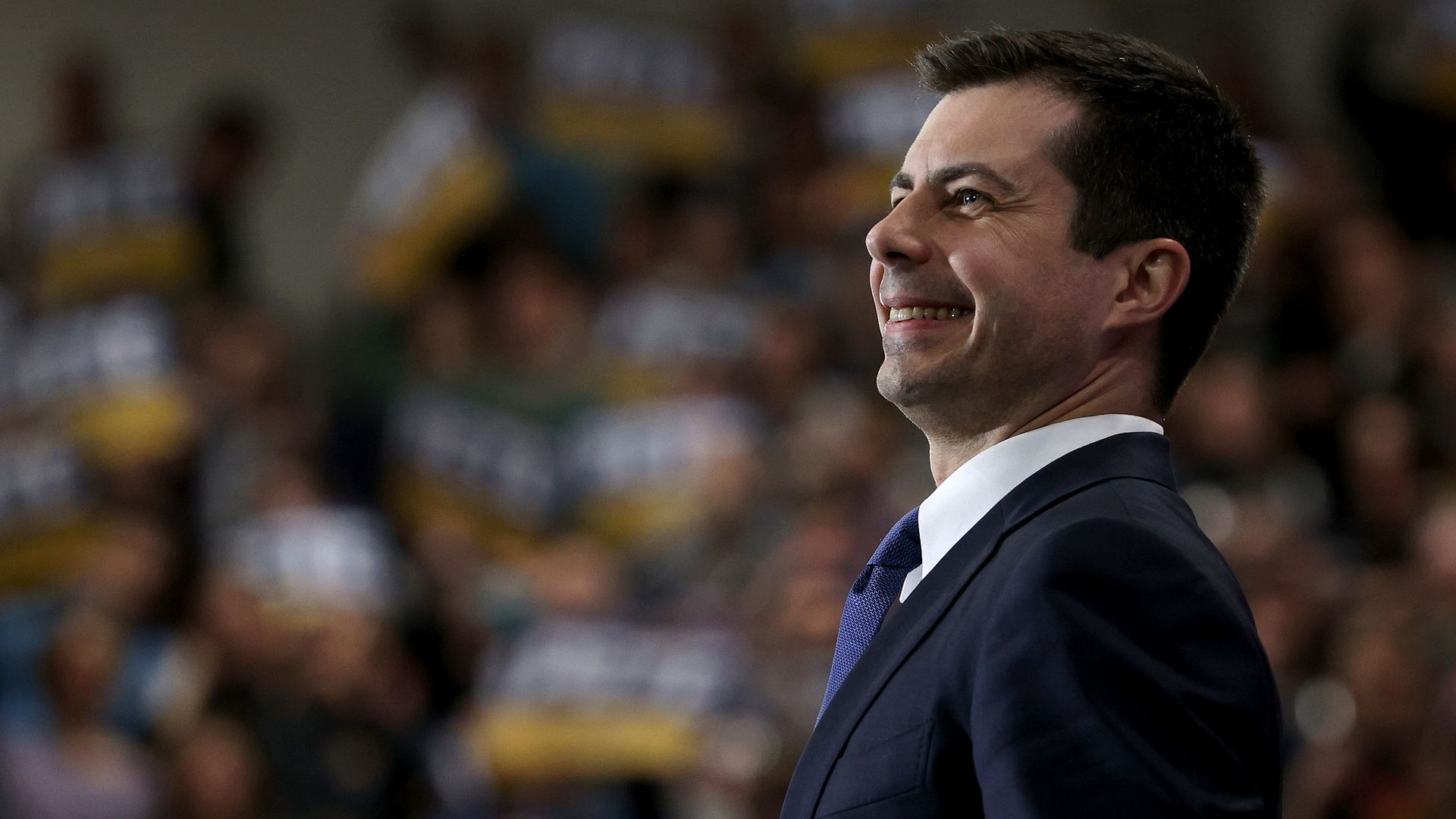  Democratic presidential candidate former South Bend, Indiana Mayor Pete Buttigieg speaks at town hall campaign event at Needham Broughton High School February 29