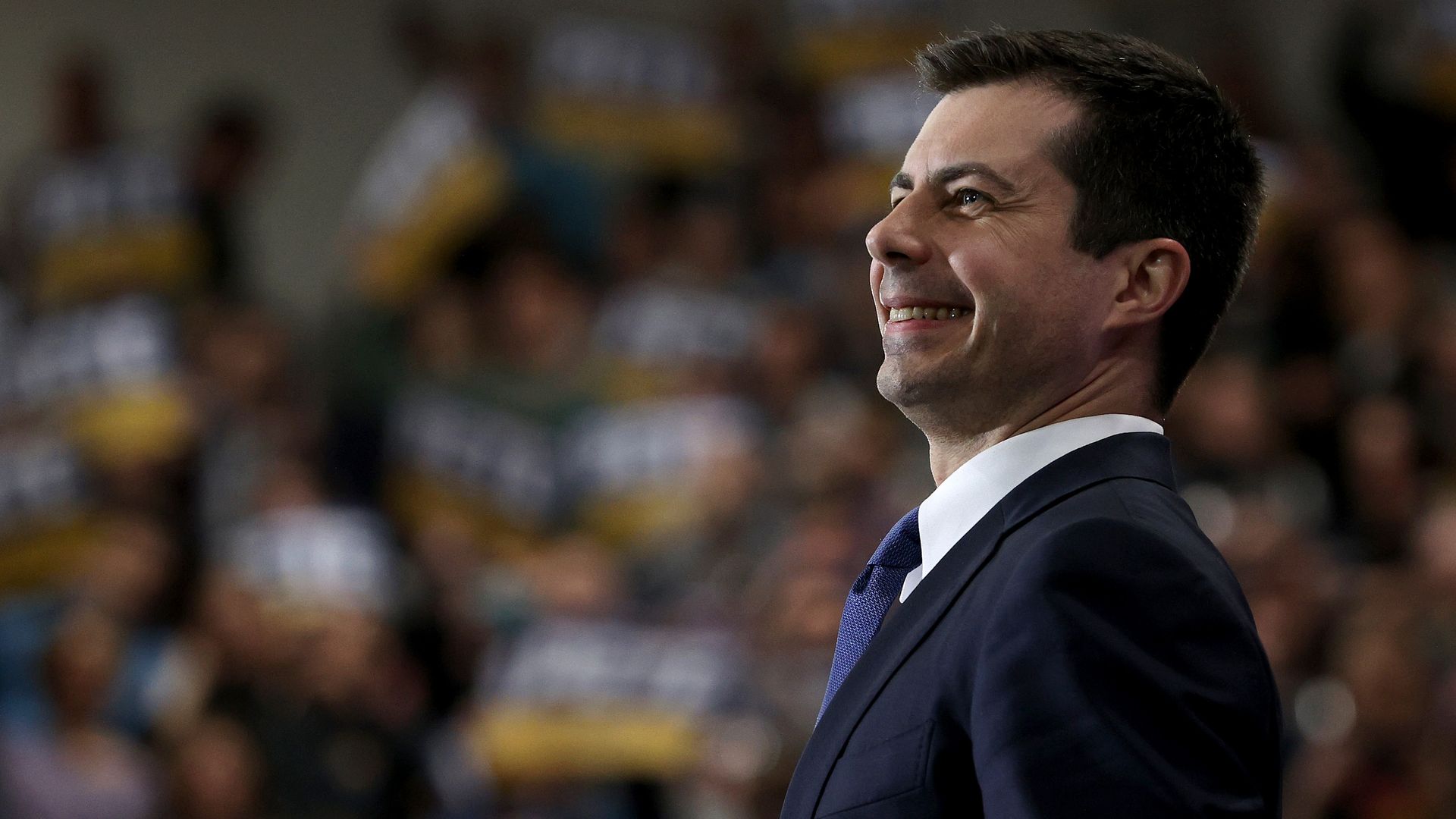 Democratic presidential candidate former South Bend, Indiana Mayor Pete Buttigieg speaks at town hall campaign event at Needham Broughton High School February 29