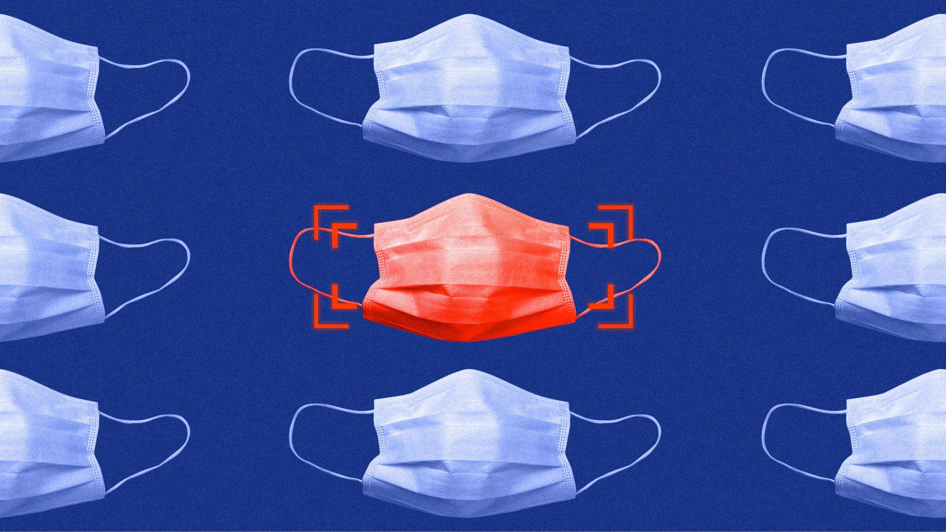 Illustration of face mask pattern with one highlighted