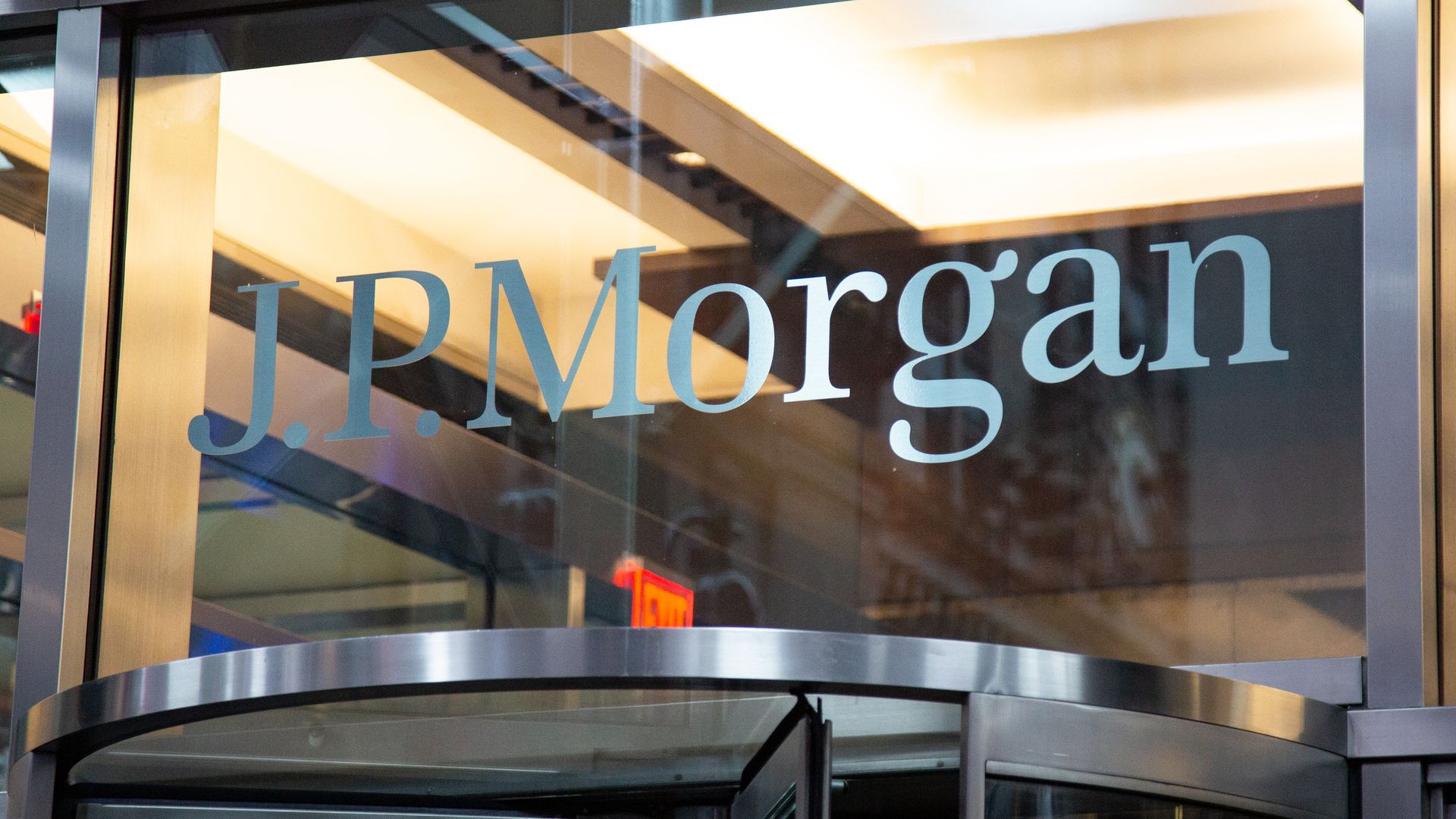 JP Morgan logo on top of a doorway