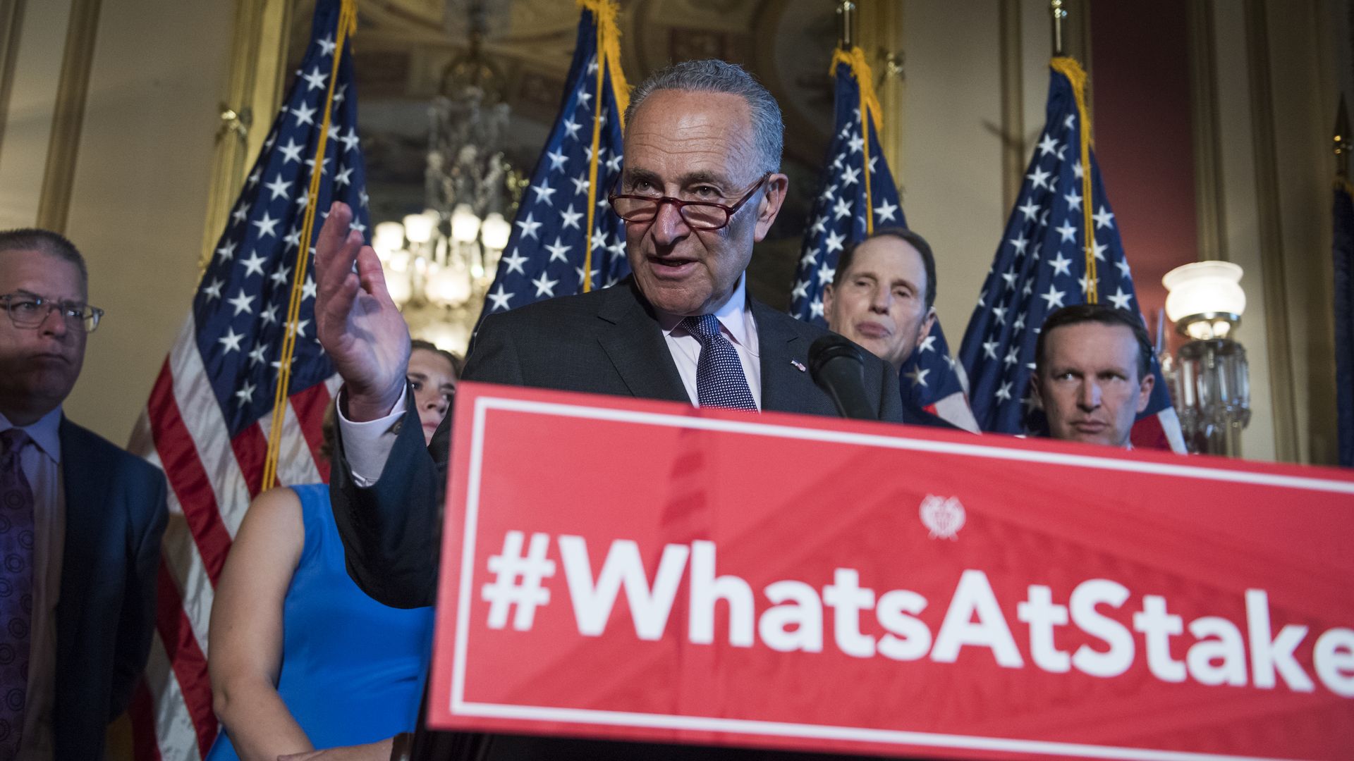 Chuck Schumer at a press conference