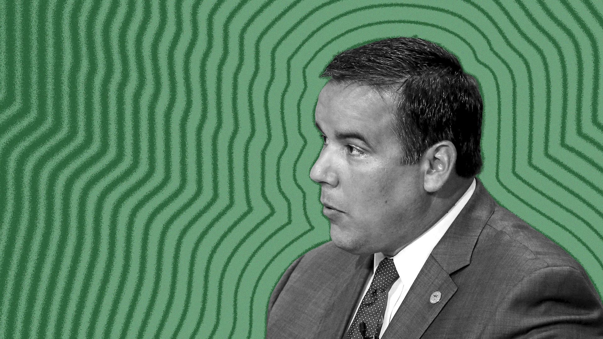 Photo illustration of Columbus Mayor Andrew Ginther with lines radiating from him.