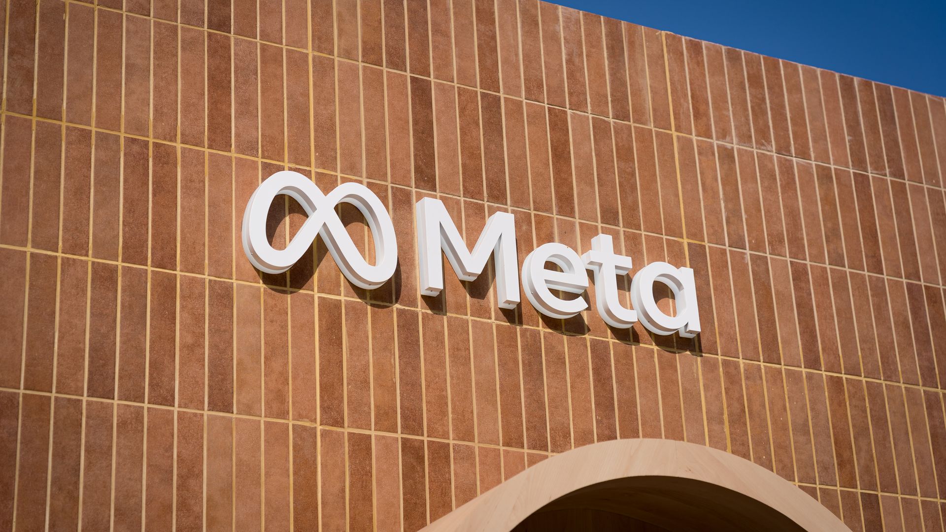 Meta logo on a building.