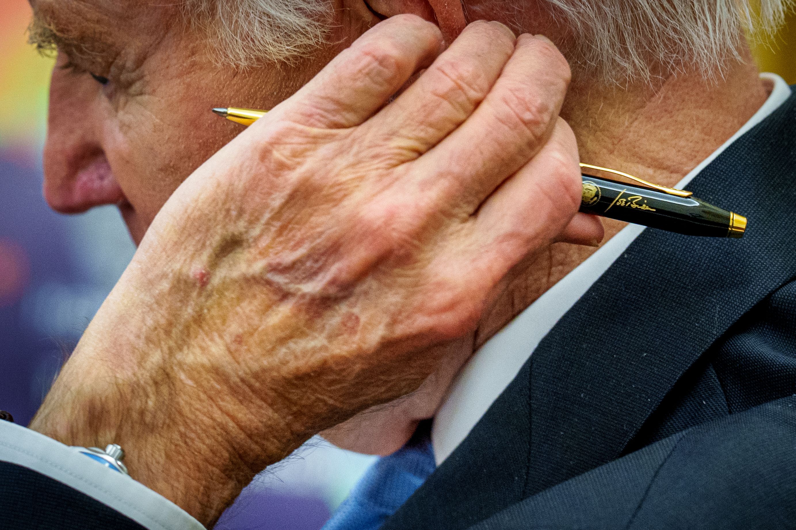 Close-up photo of Biden's side profile