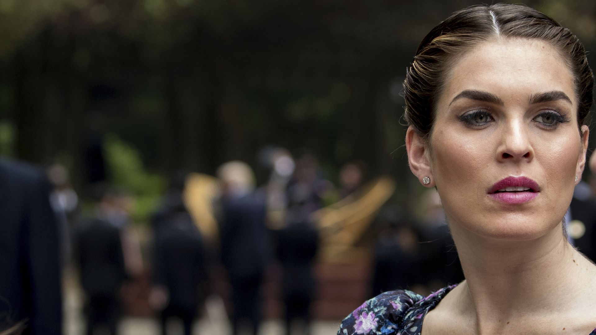 Closeup shot of Hope Hicks 