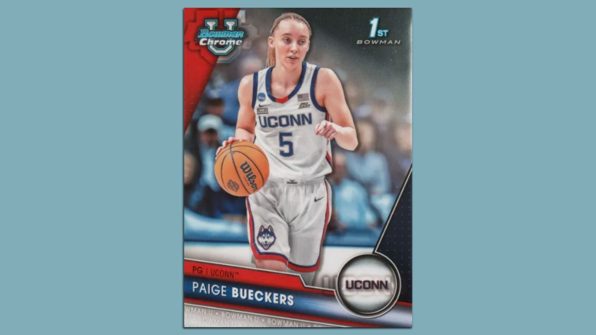 A photo of a Paige Bueckers UConn trading card