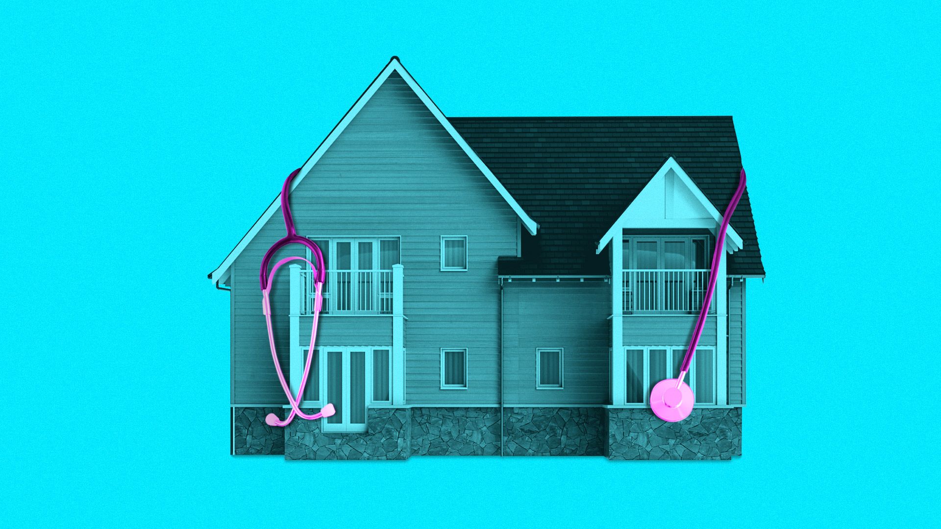Illustration of house wearing a stethoscope
