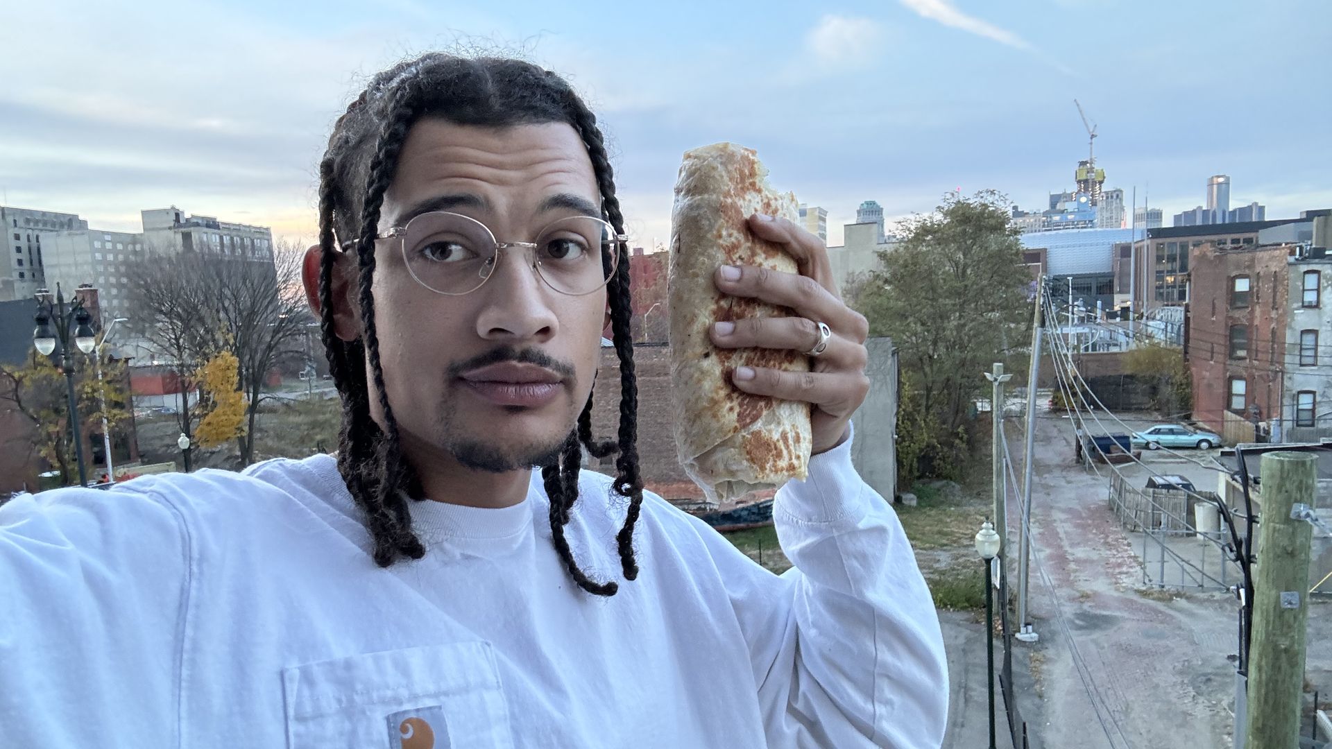 Surf and turf burrito from El Taquito Taco Truck in Mexicantown. Photo: Samuel Robinson/Axios