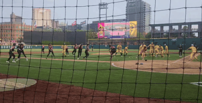 baseball players going crazy on the field