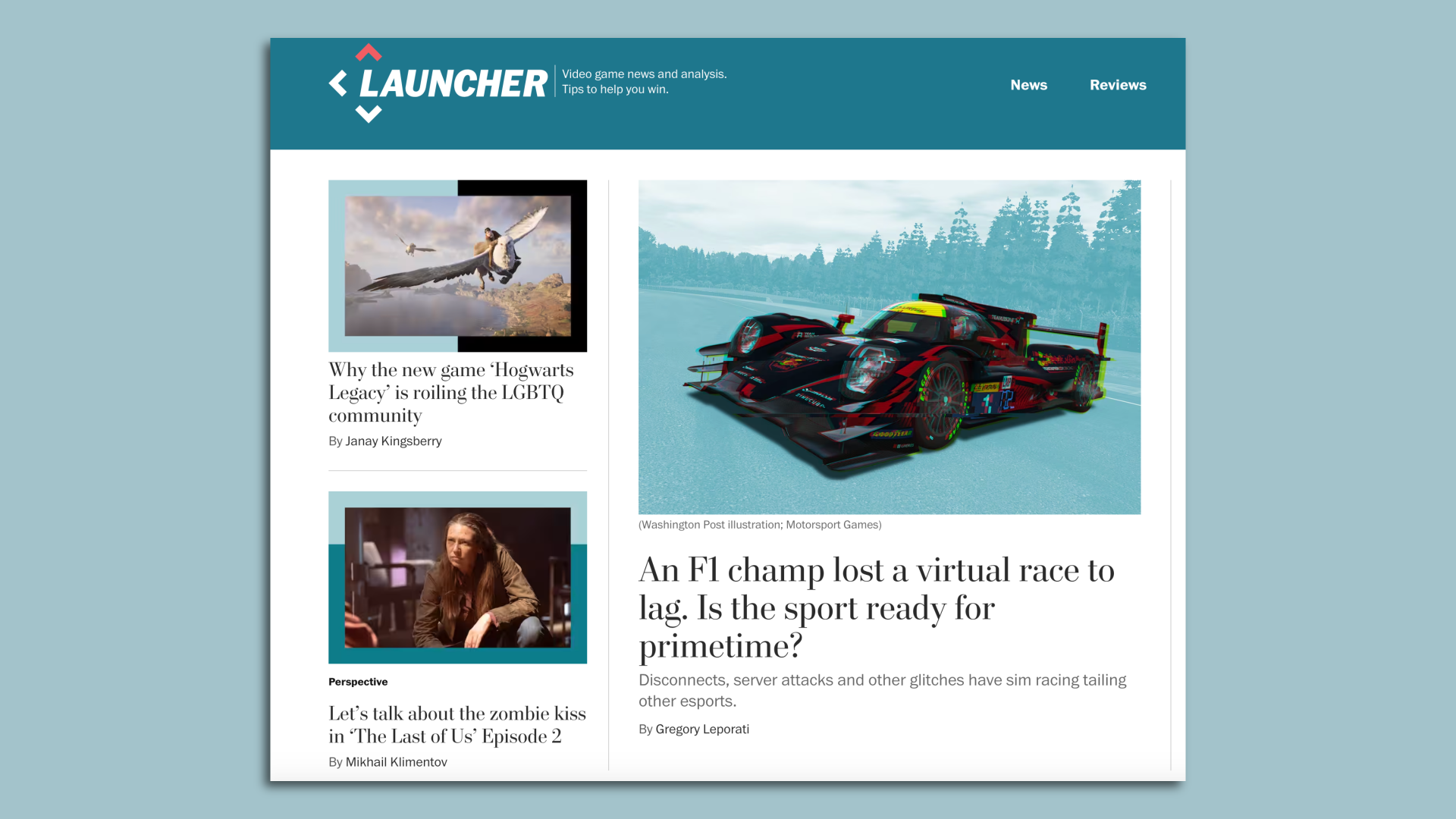 The front page of Launcher in The Washington Post.
