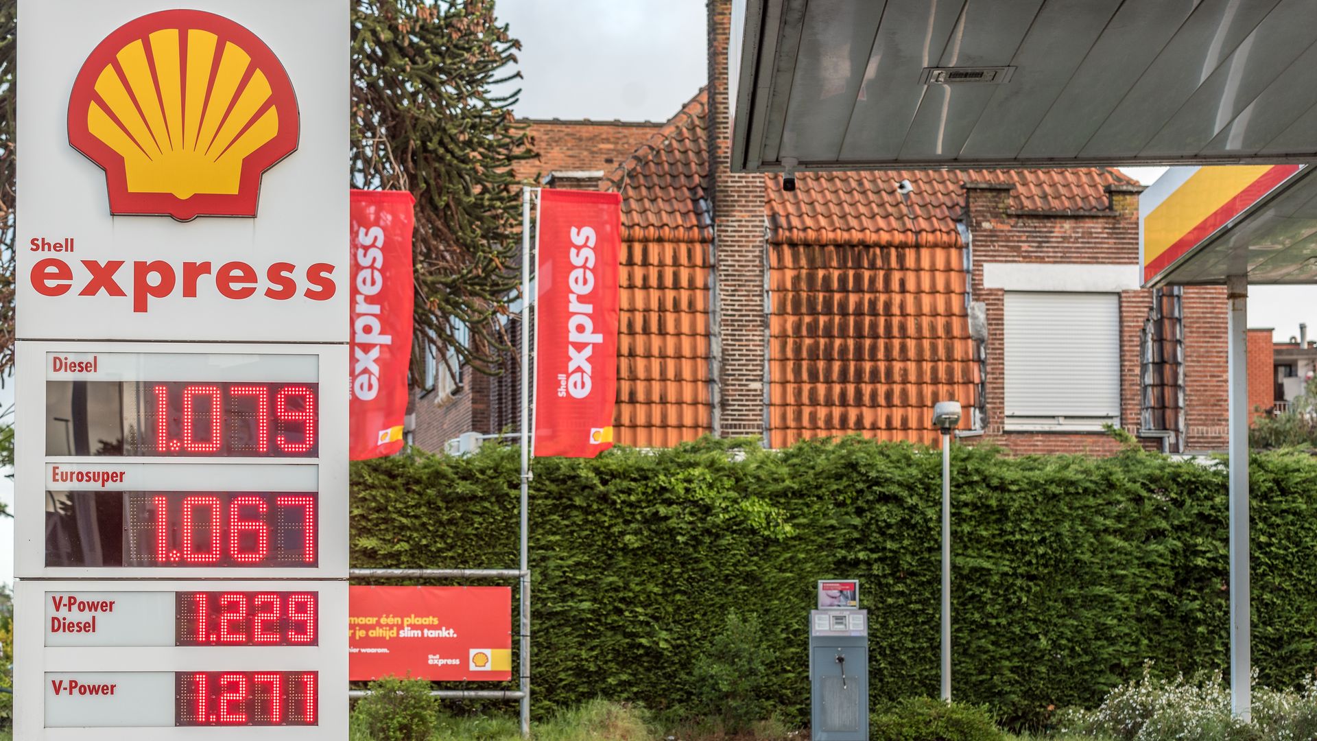 Shell gas station price sign