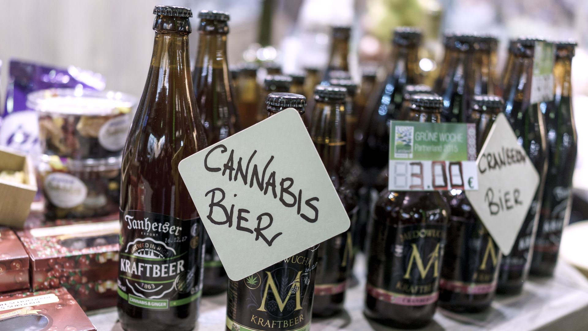Bottles of cannabis beer