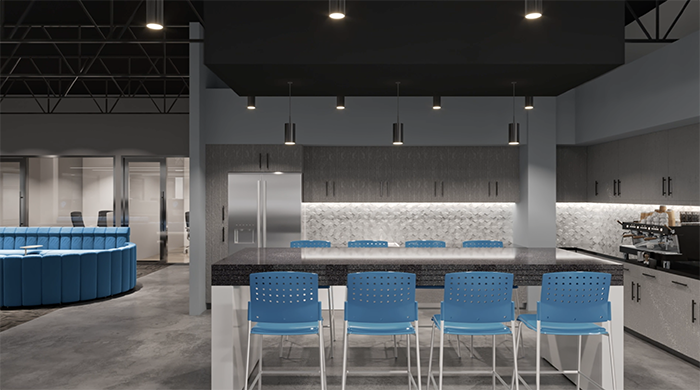 The kitchen in Charlotte FC's Atrium Health Performance Park.