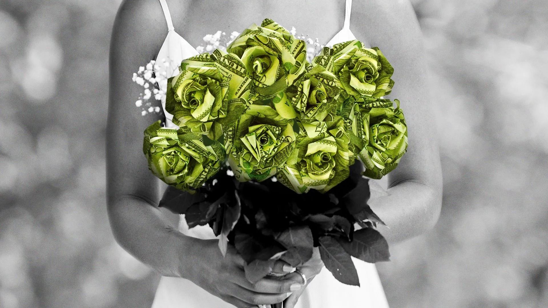 Wedding bouquet grayscale