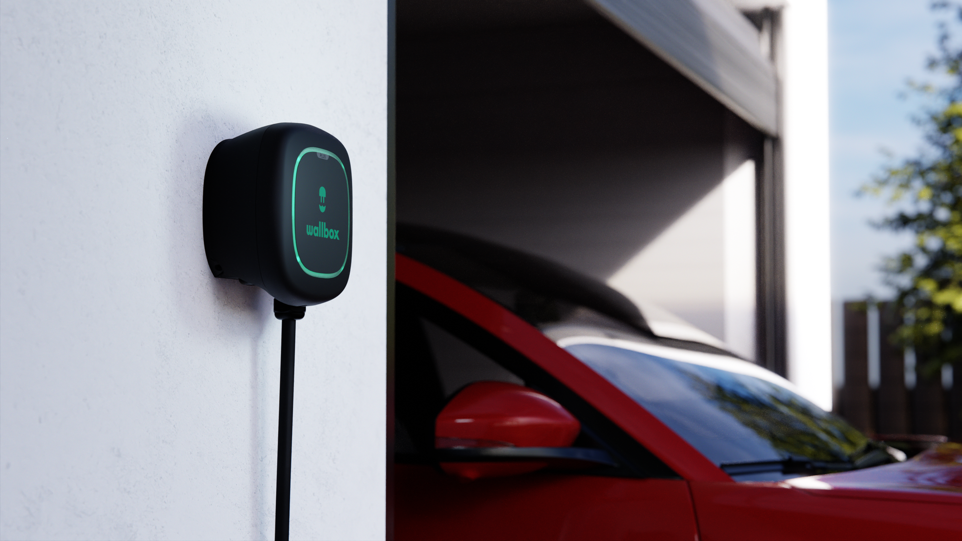 Image of an outdoor home charger for an electric car