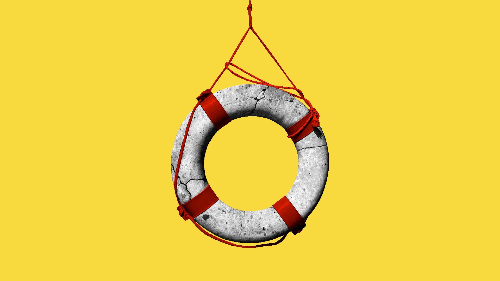 Illustration of a life preserver made from stone.
