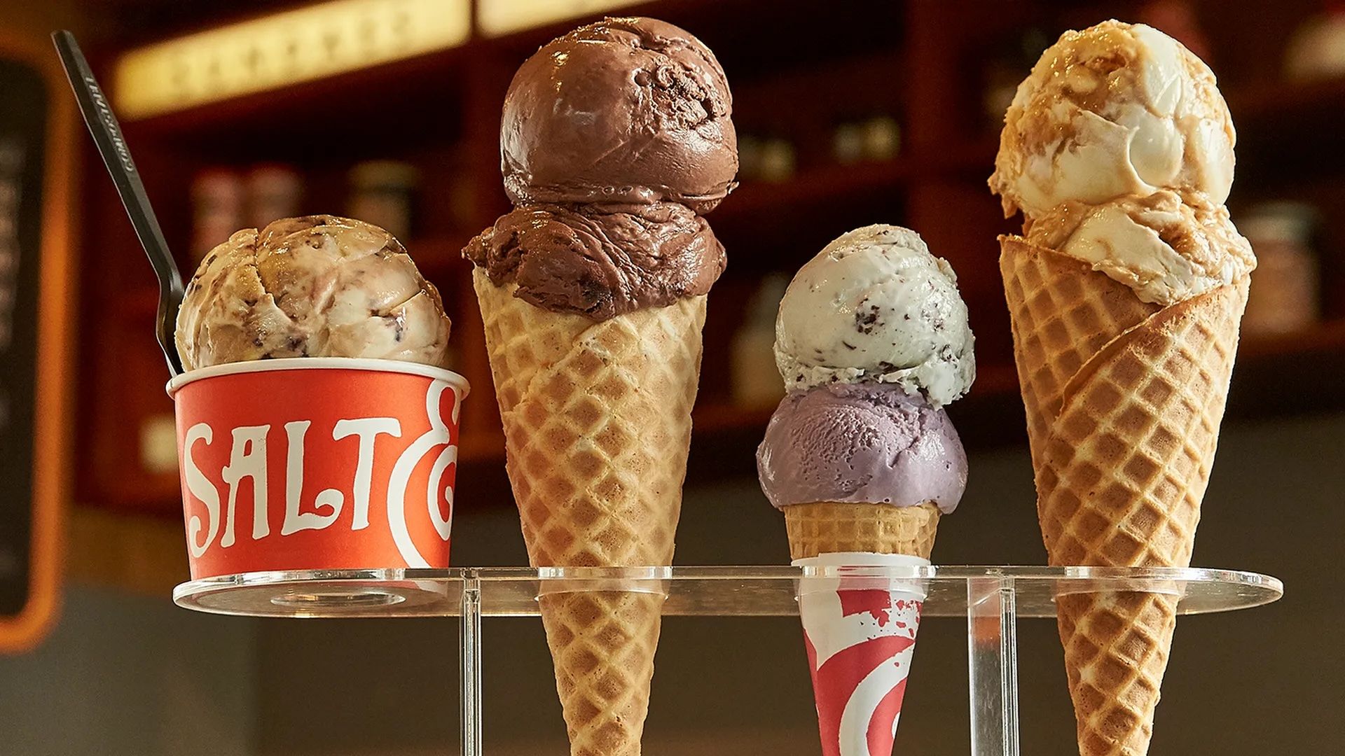 A variety of ice creams.