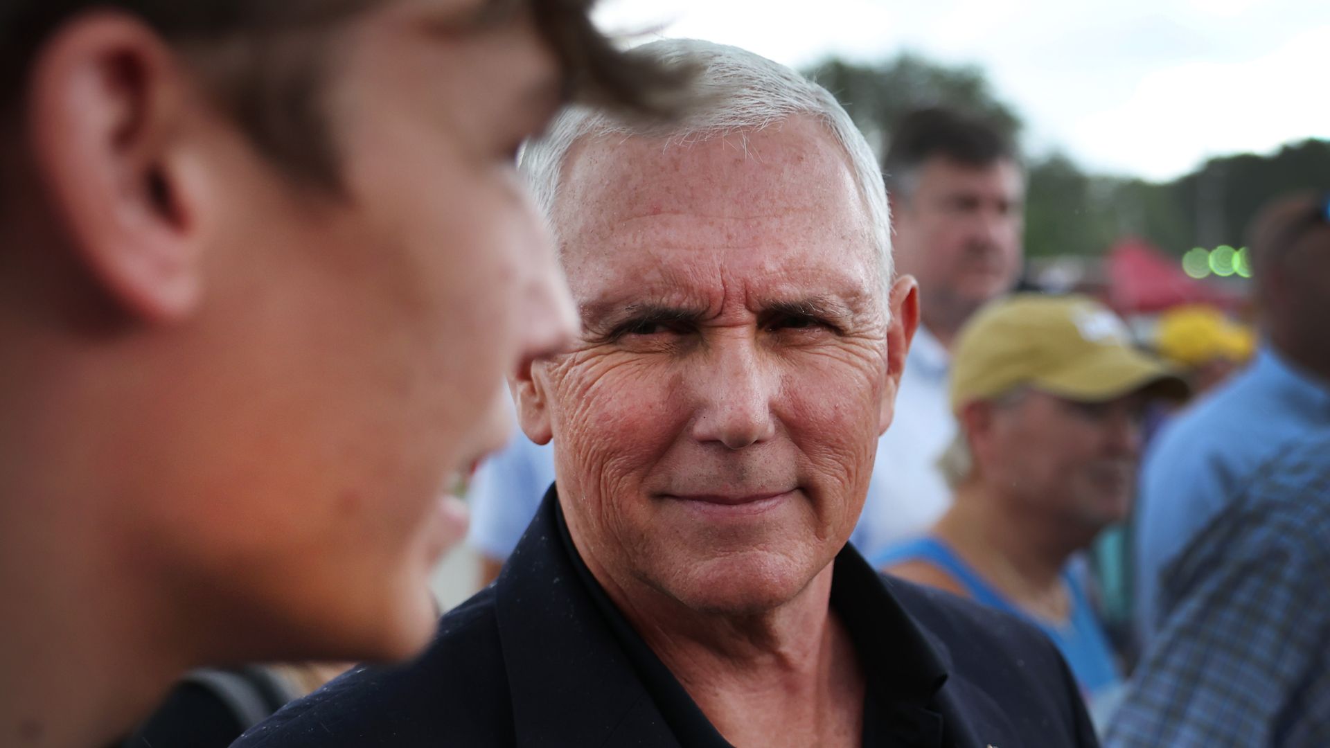 Former Vice President Mike Pence tours the Iowa State Fair.