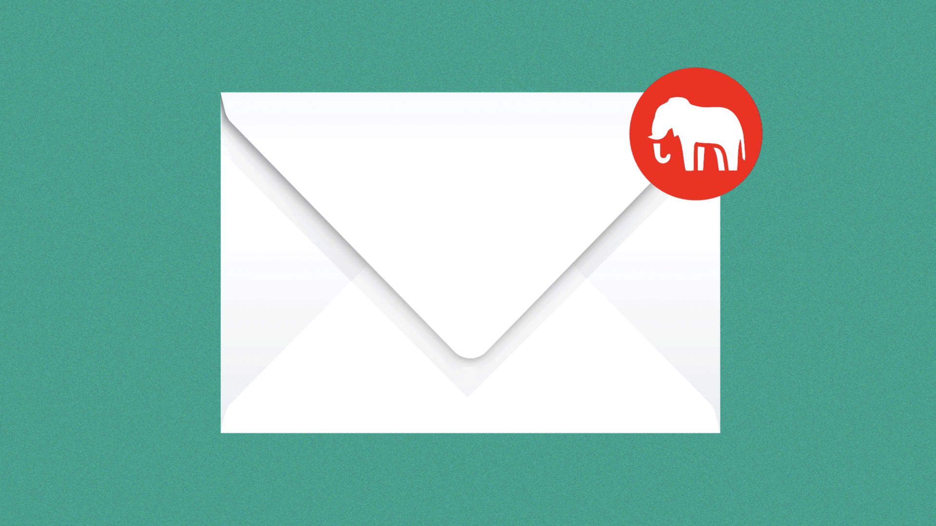 Illustration of an envelope with a notifications dot showing an elephant.
