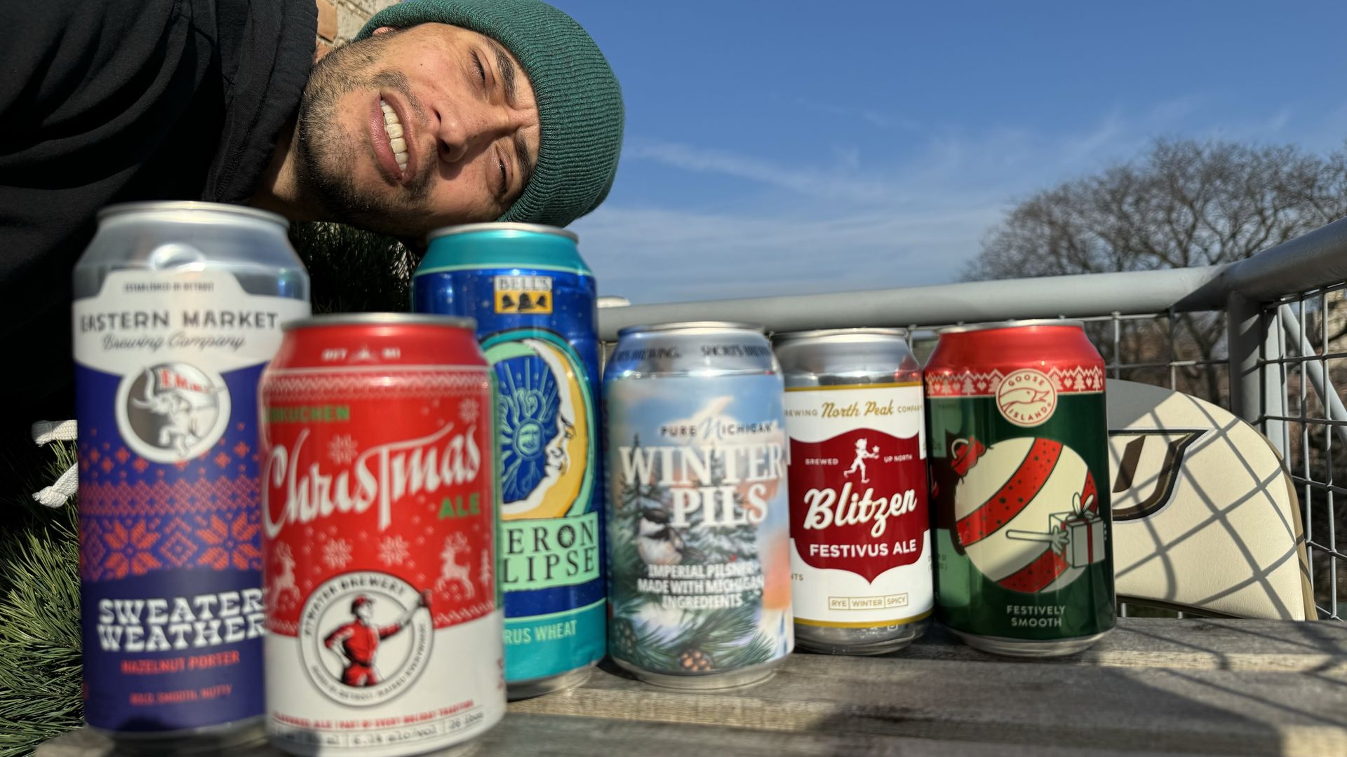 Joe crashing the beer lineup pic. Photo: Samuel Robinson/Axios