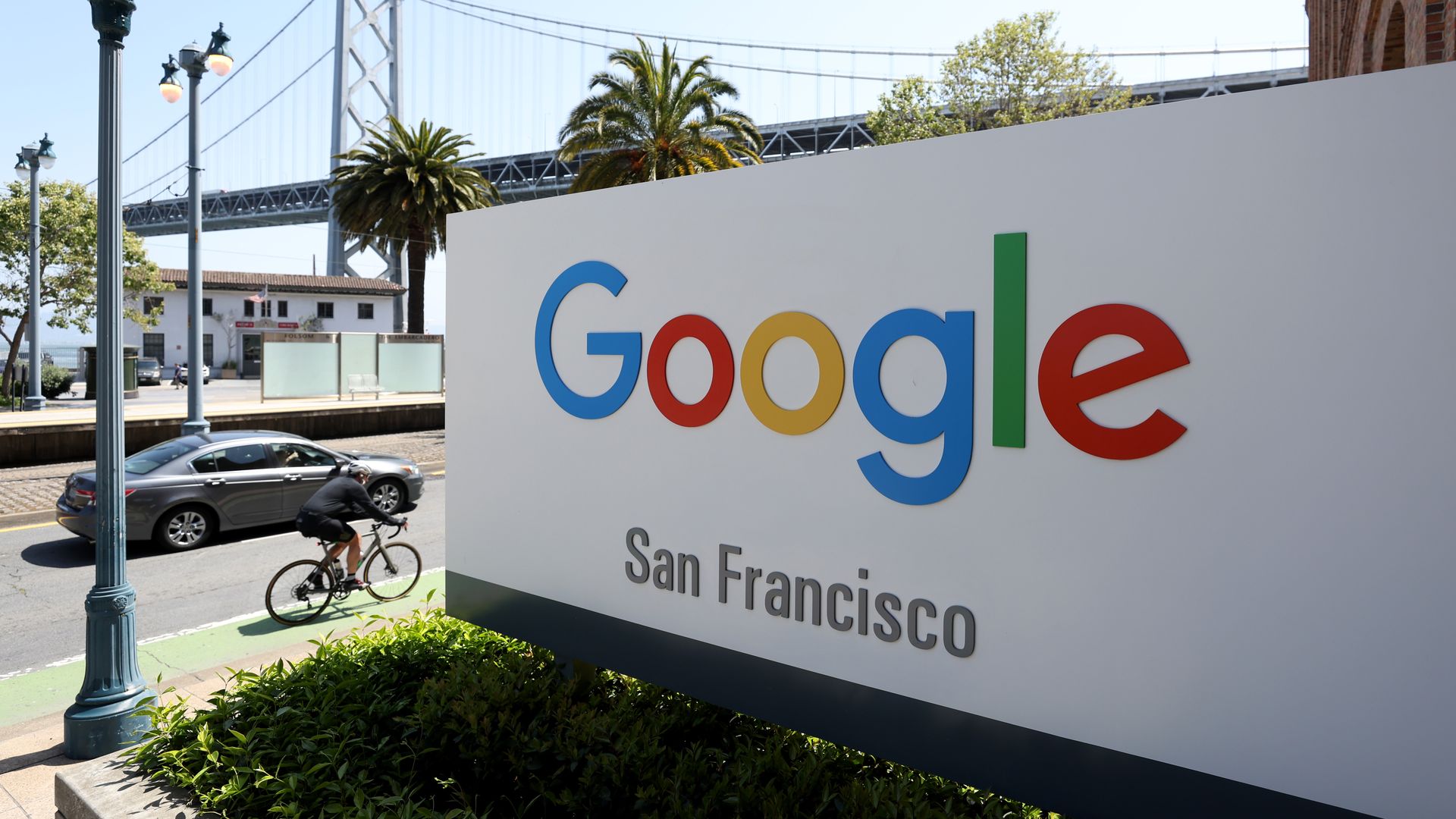 A sign outside of Google's office in San Francisco, California.