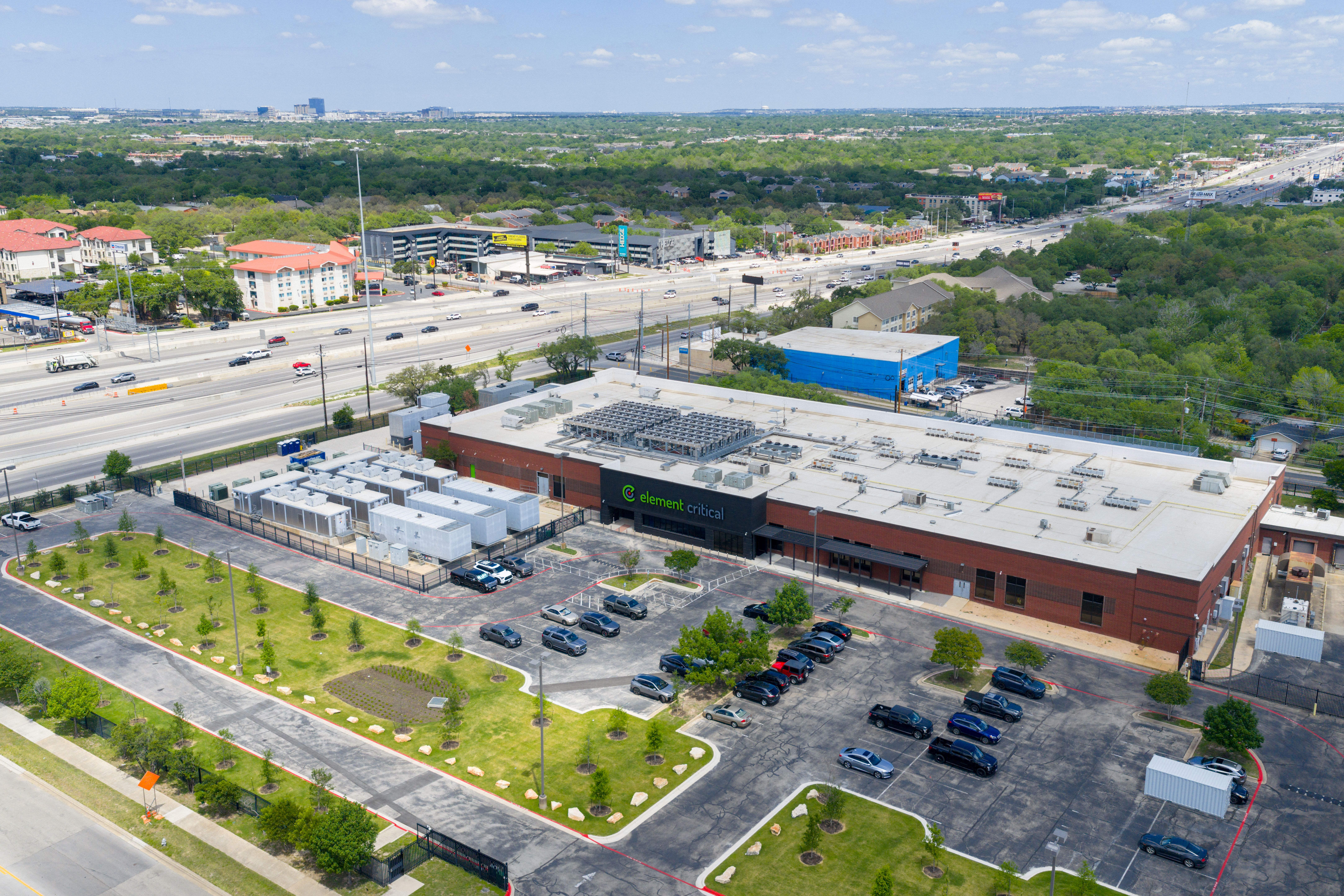 An aerial view of  Elemental Critical Data Center facility in Austin, Texas