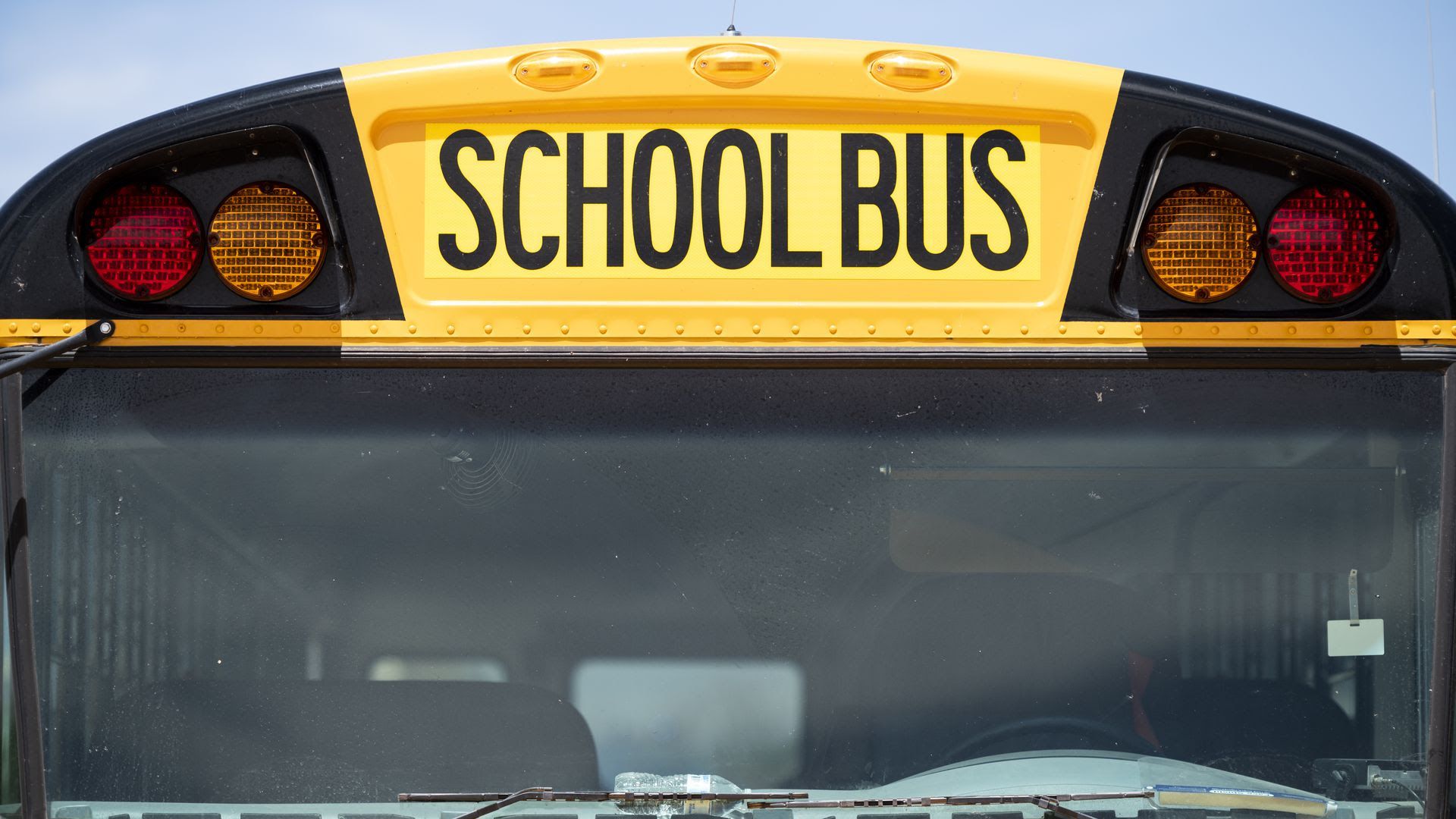 The front of a school bus