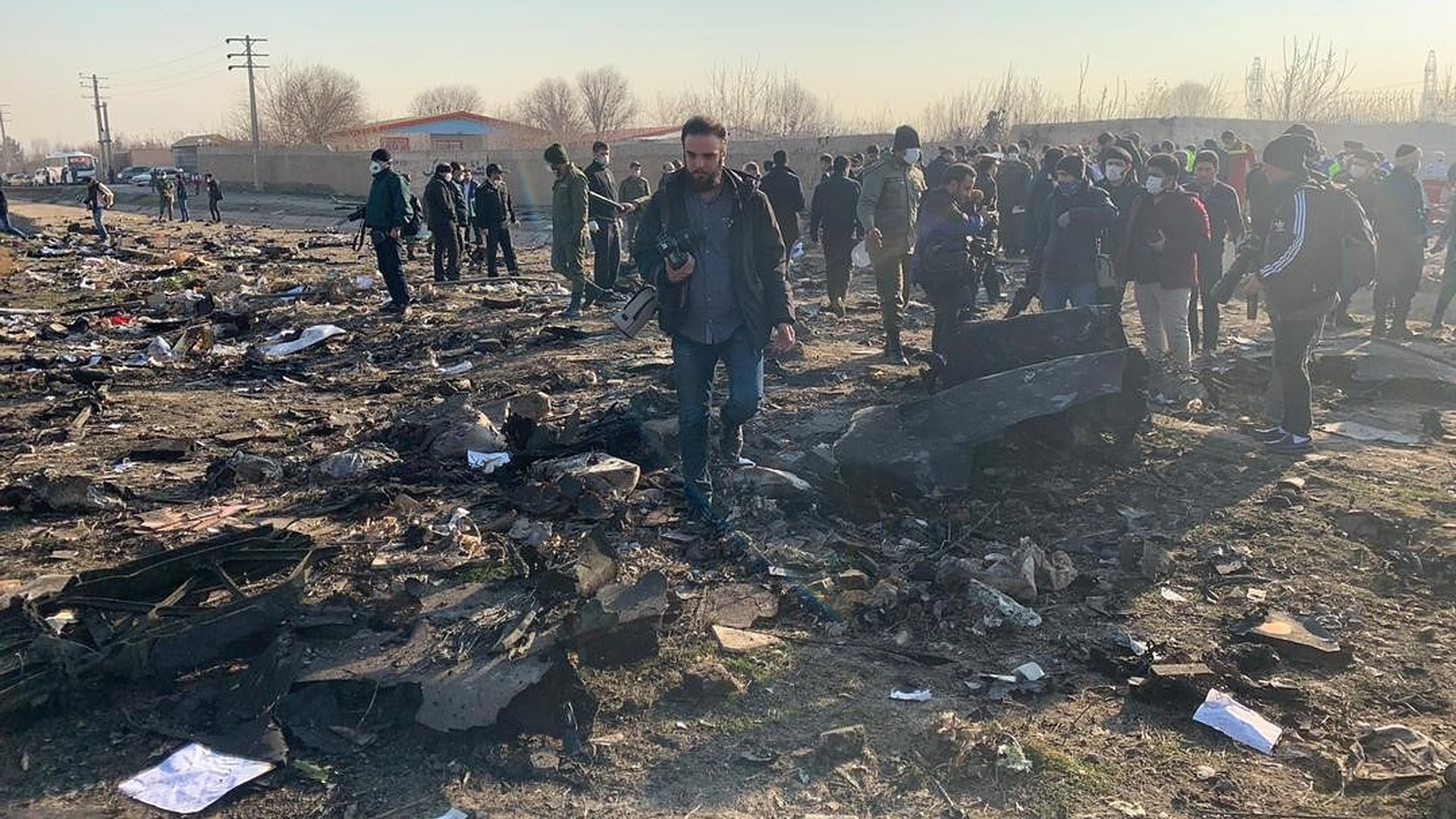 Search and rescue works are conducted at site after a Boeing 737 plane belonging to a Ukrainian airline crashed near Imam Khomeini Airport in Iran