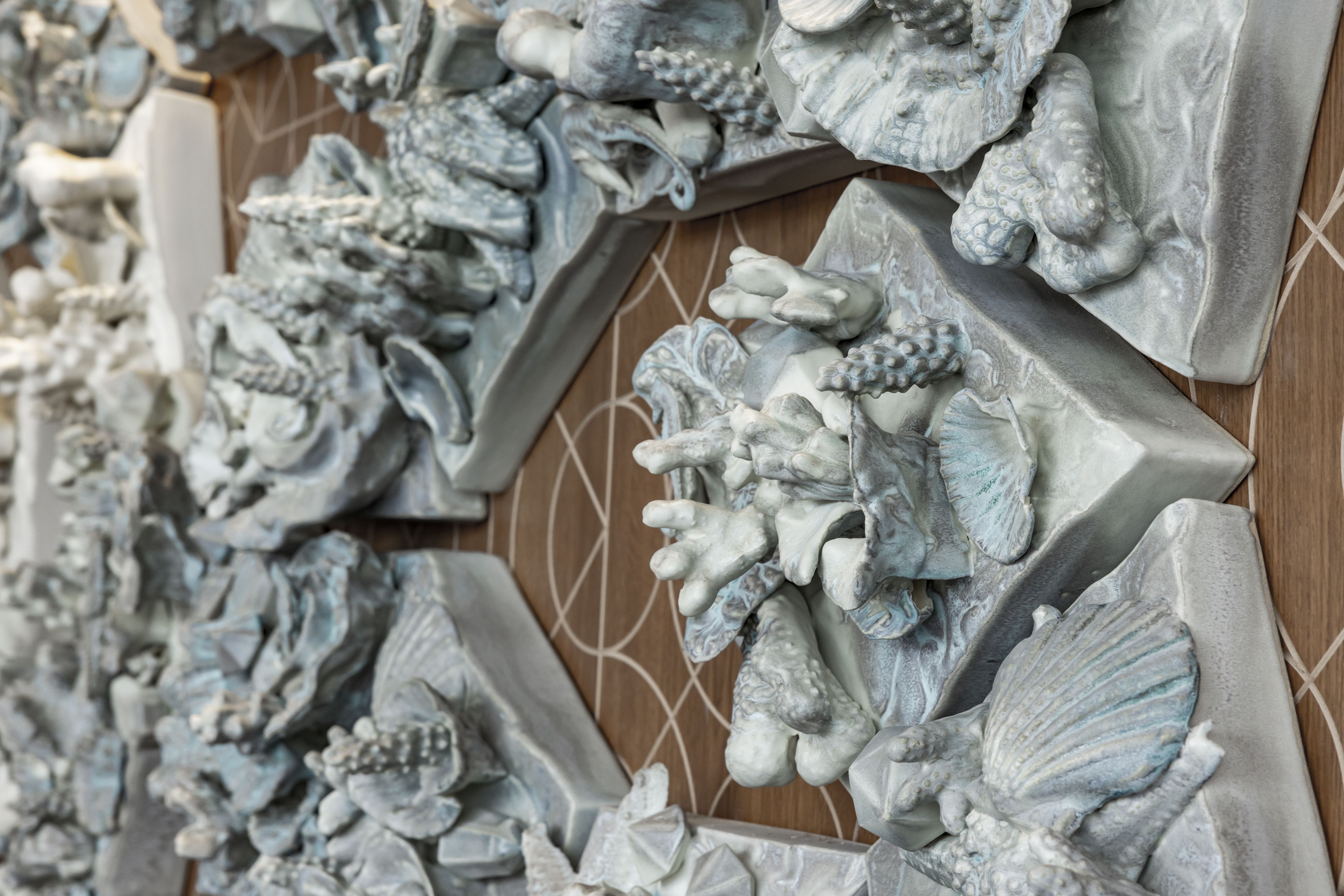 A close up of ceramic coral structures.