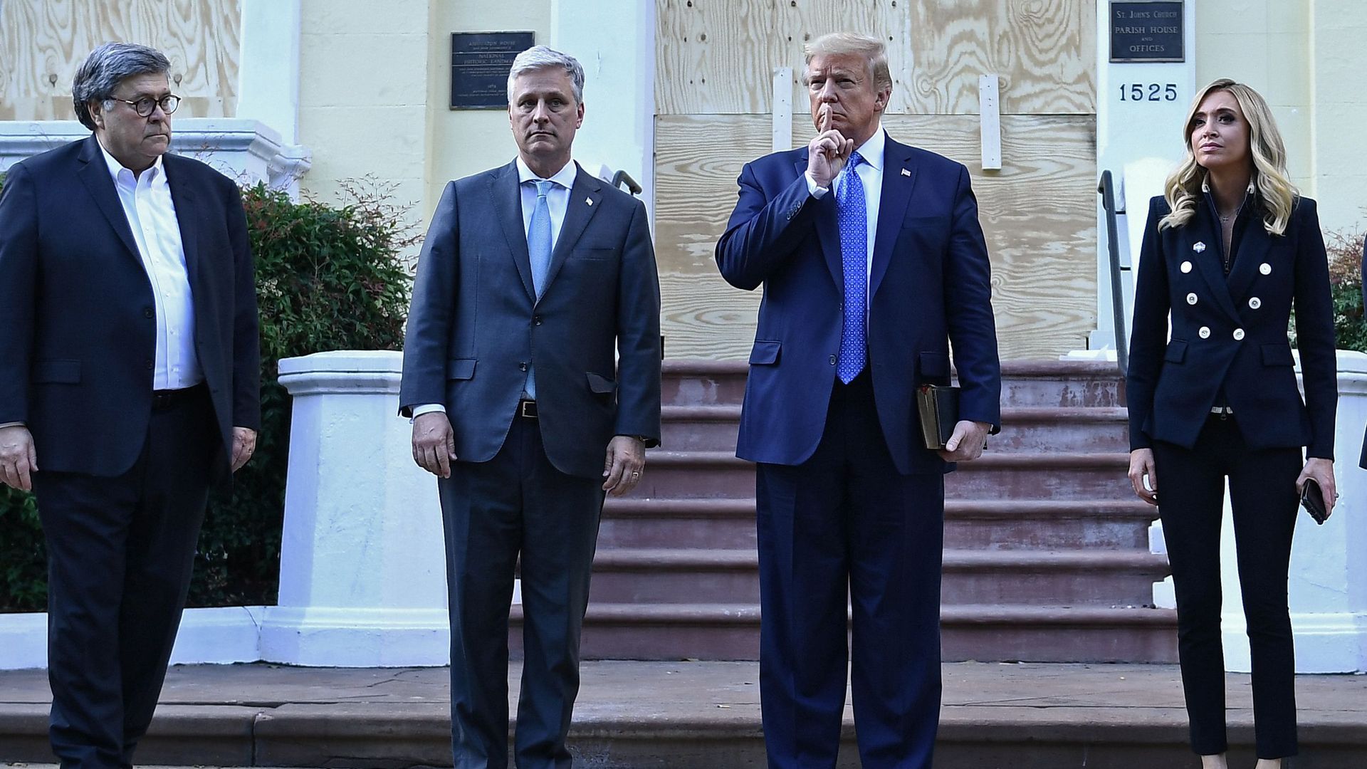 Trump with Barr and Meadows outside St. John's Episcopal church in Washington, D.C. on June 1.