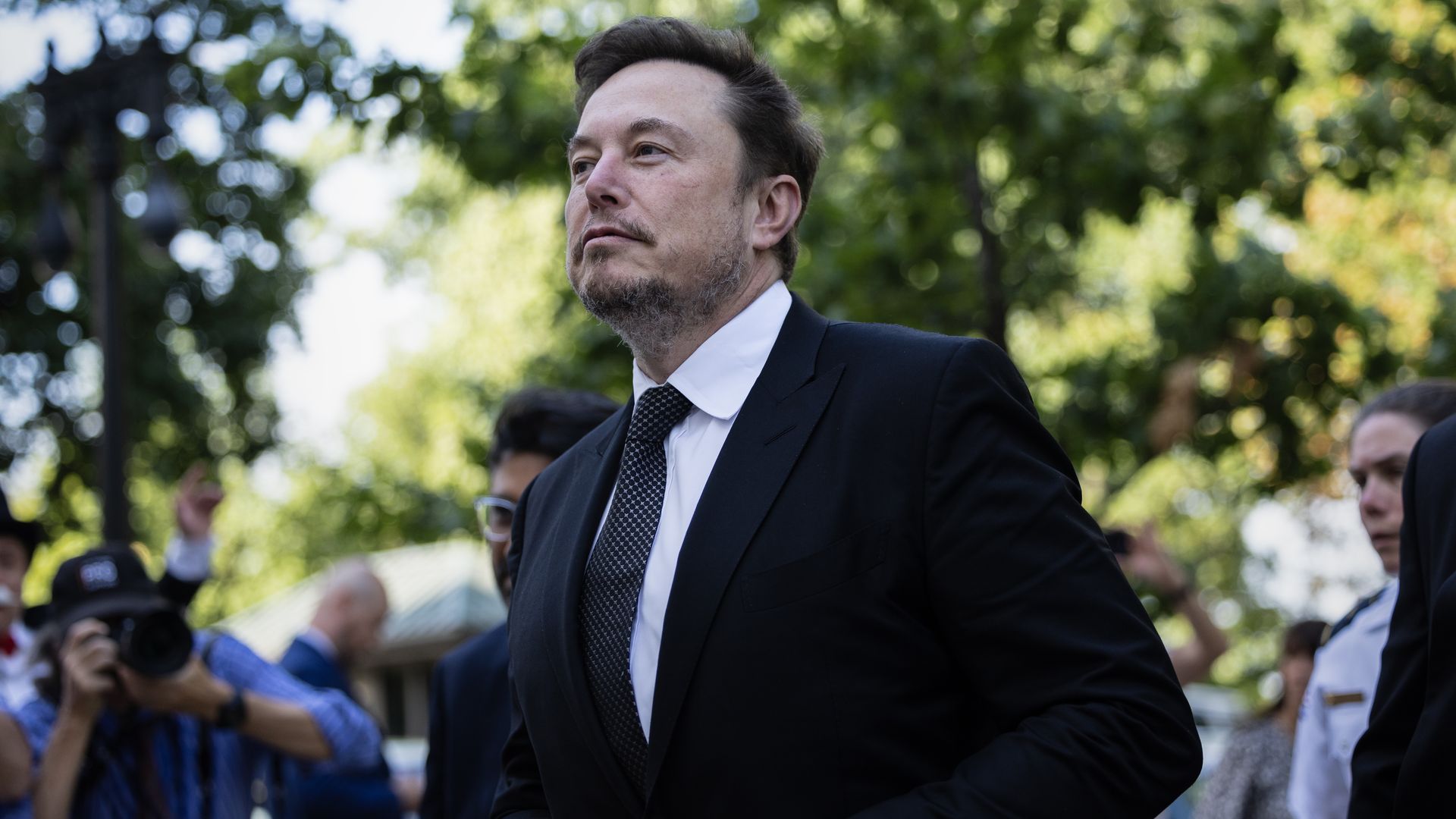 Tesla CEO Elon Musk arrives outside the Russel Senate Office Building on Capitol Hill on Wednesday, September 13, 2023. 