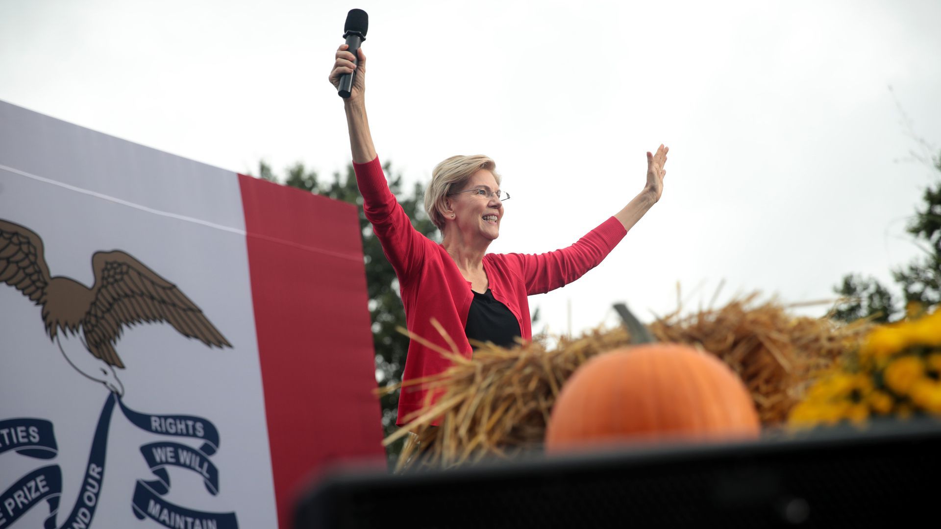 Democratic presidential candidate Sen. Elizabeth Warren at the Polk County Democrats' Steak Fry in Des Moines, Iowa, Saturday.