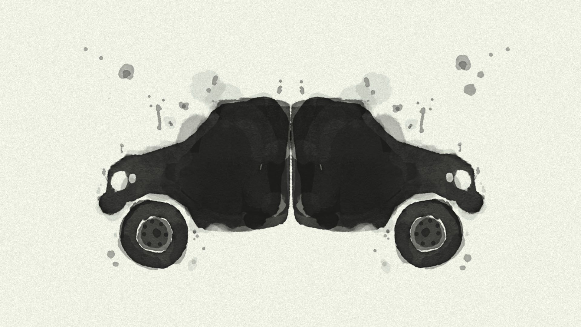 Illustration of a Rorschach test in the shape of a car