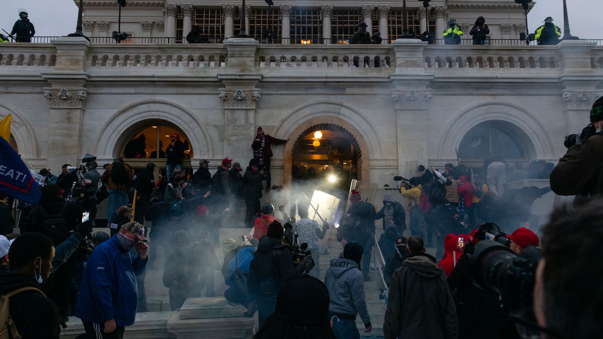 Pro-Trump rioters storm the Capitol during the Jan. 6 attack.