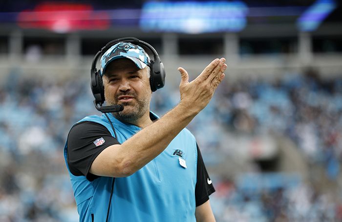CHARLOTTE, NORTH CAROLINA - OCTOBER 02: Head coach Matt Rhule of the Carolina Panthers looks on prior to the first half of their game against the Arizona Cardinals at Bank of America Stadium on October 02, 2022 in Charlotte, North Carolina. (Photo by Jared C. Tilton/Getty Images)