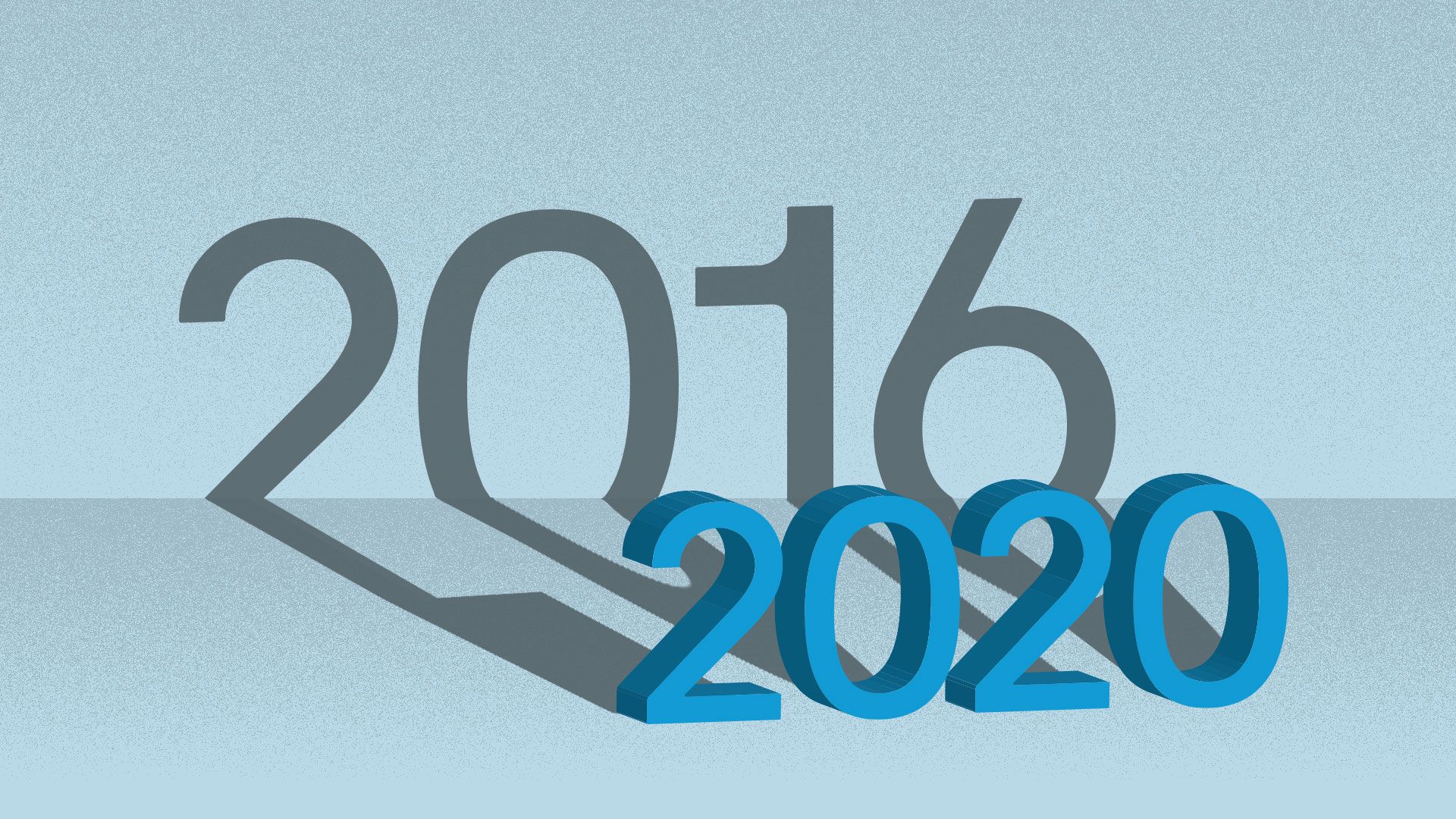 Illustration of 2020 in large letters casting a shadow that reads 2016. 